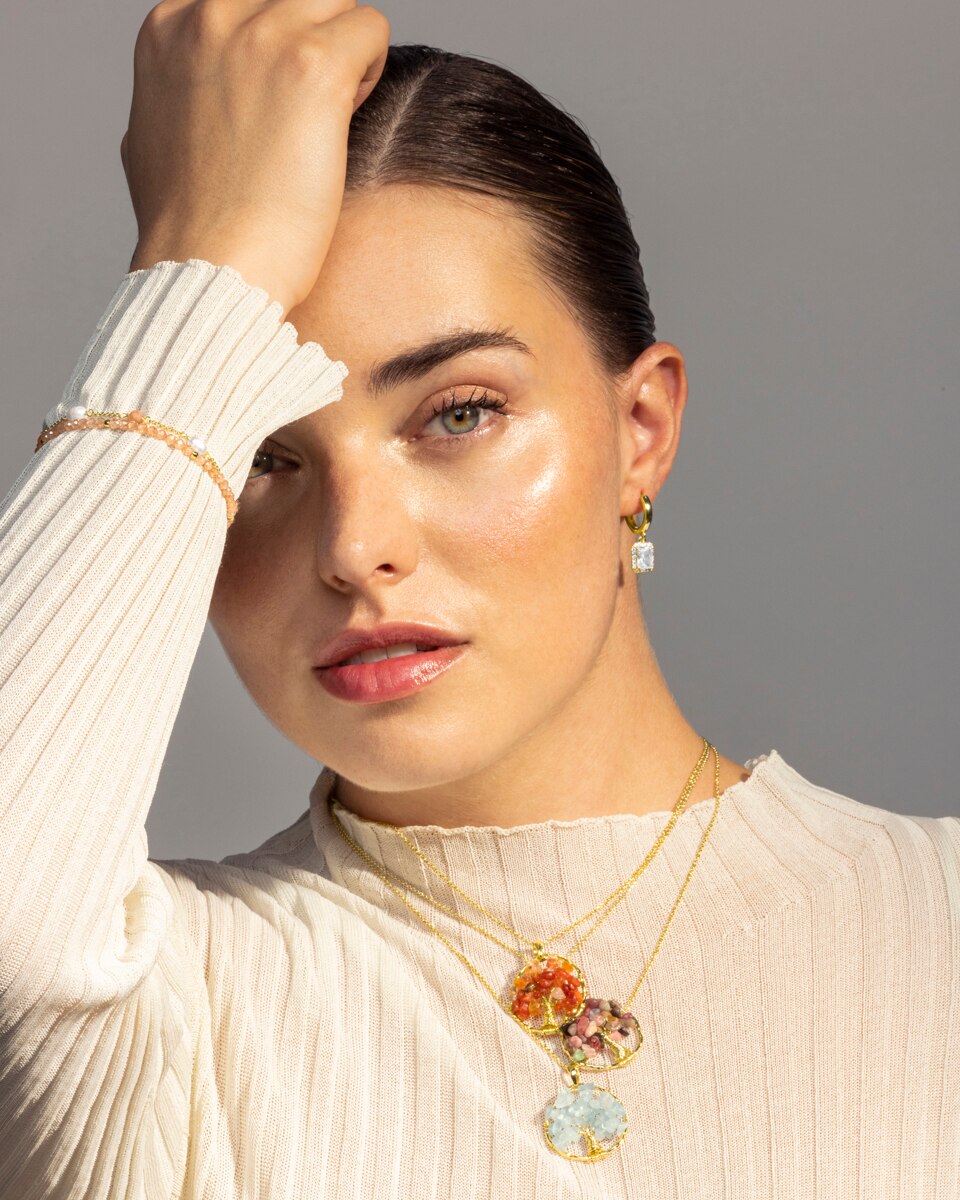 Colar África Moda com Acabamento em Ouro Amarelo de 18 Quilates Vermelho-telha-2