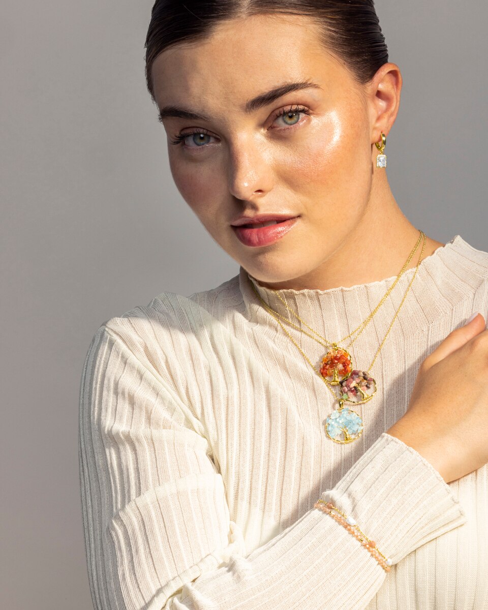 Colar África Moda com Acabamento em Ouro Amarelo de 18 Quilates Vermelho-telha-4