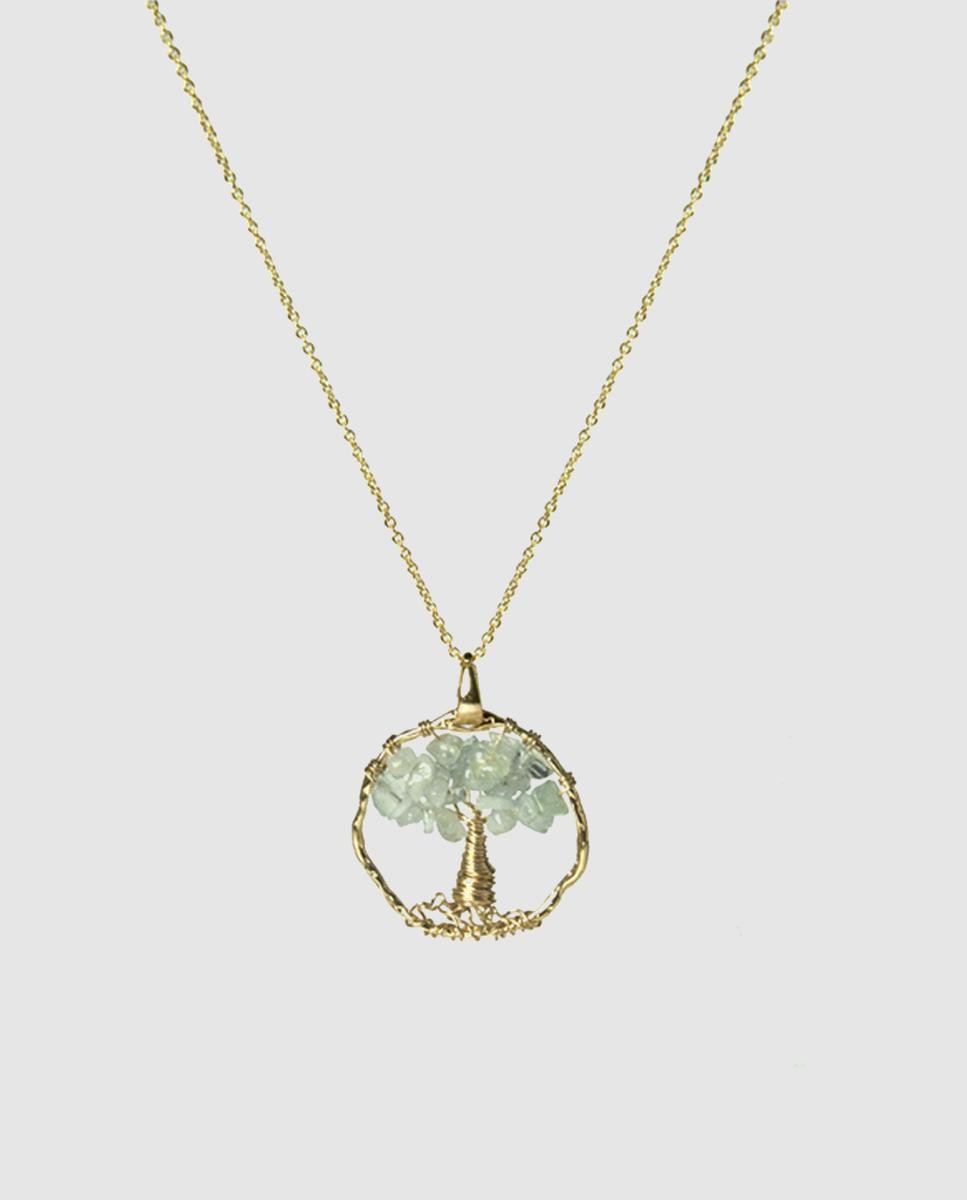Colar África Moda Acabado em Ouro de 18 Quilates com Água-marinha Natural Ouro-1