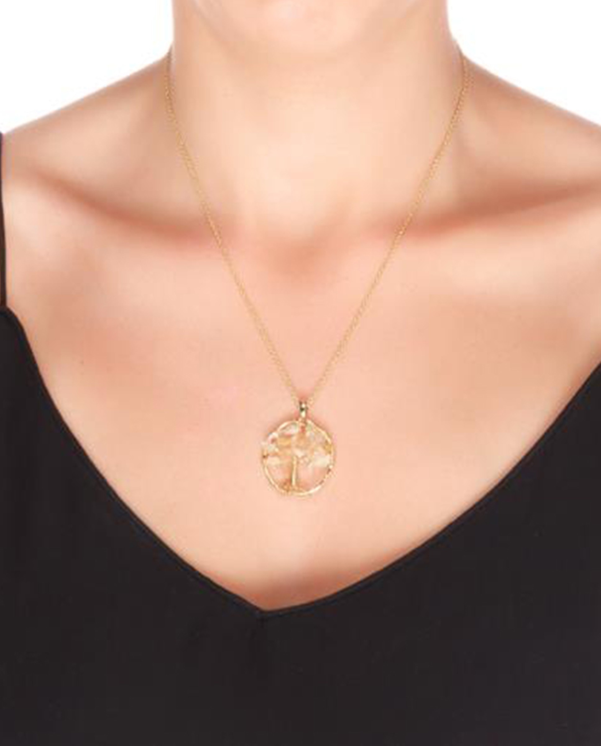 Colar África Moda com Acabamento em Ouro Amarelo de 18 Quilates com Citrino Natural Dourado-2