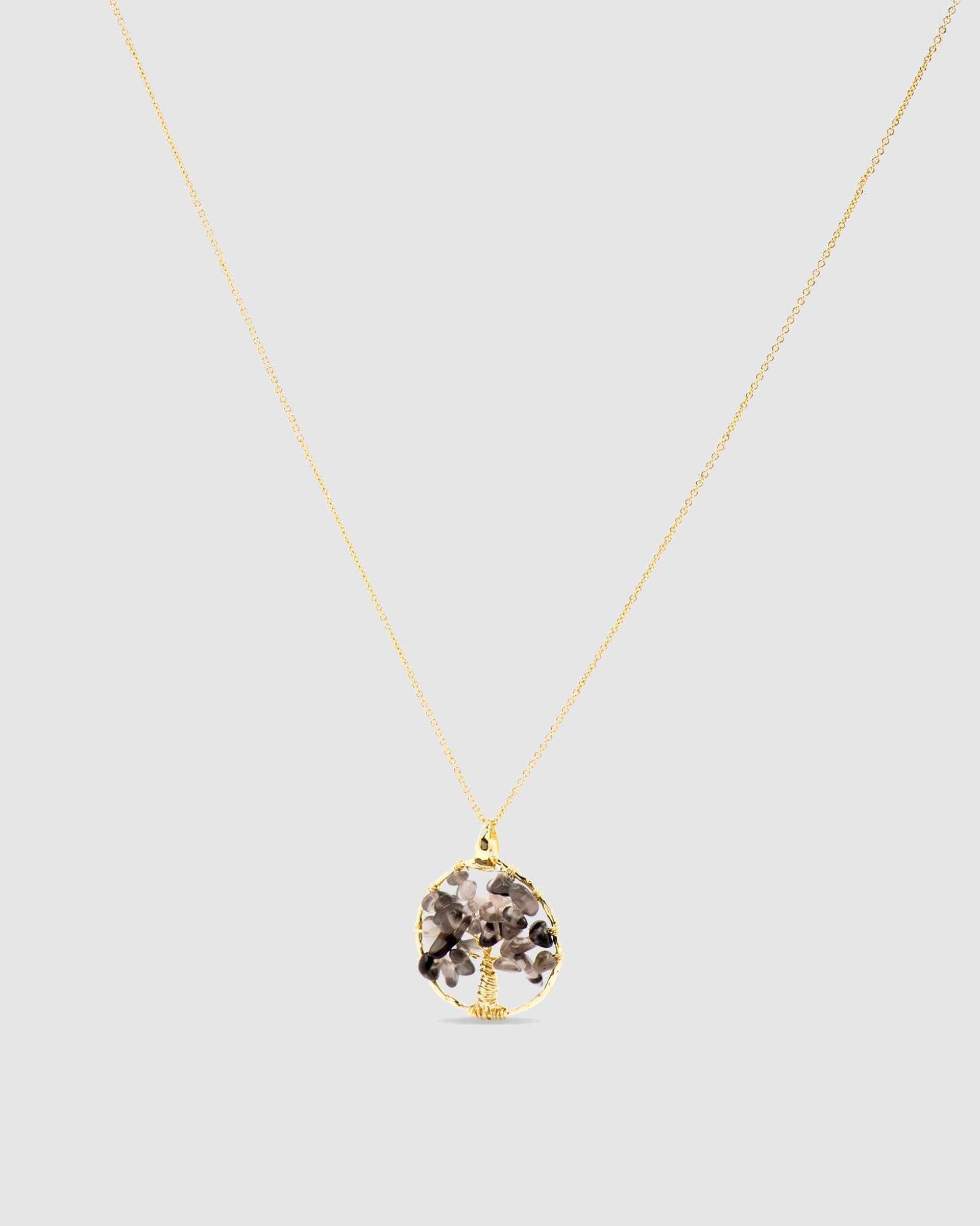 Colar África Moda Acabado em Ouro Amarelo de 18 Quilates com Quartzo Fumado Cristal de Rocha Ouro-1