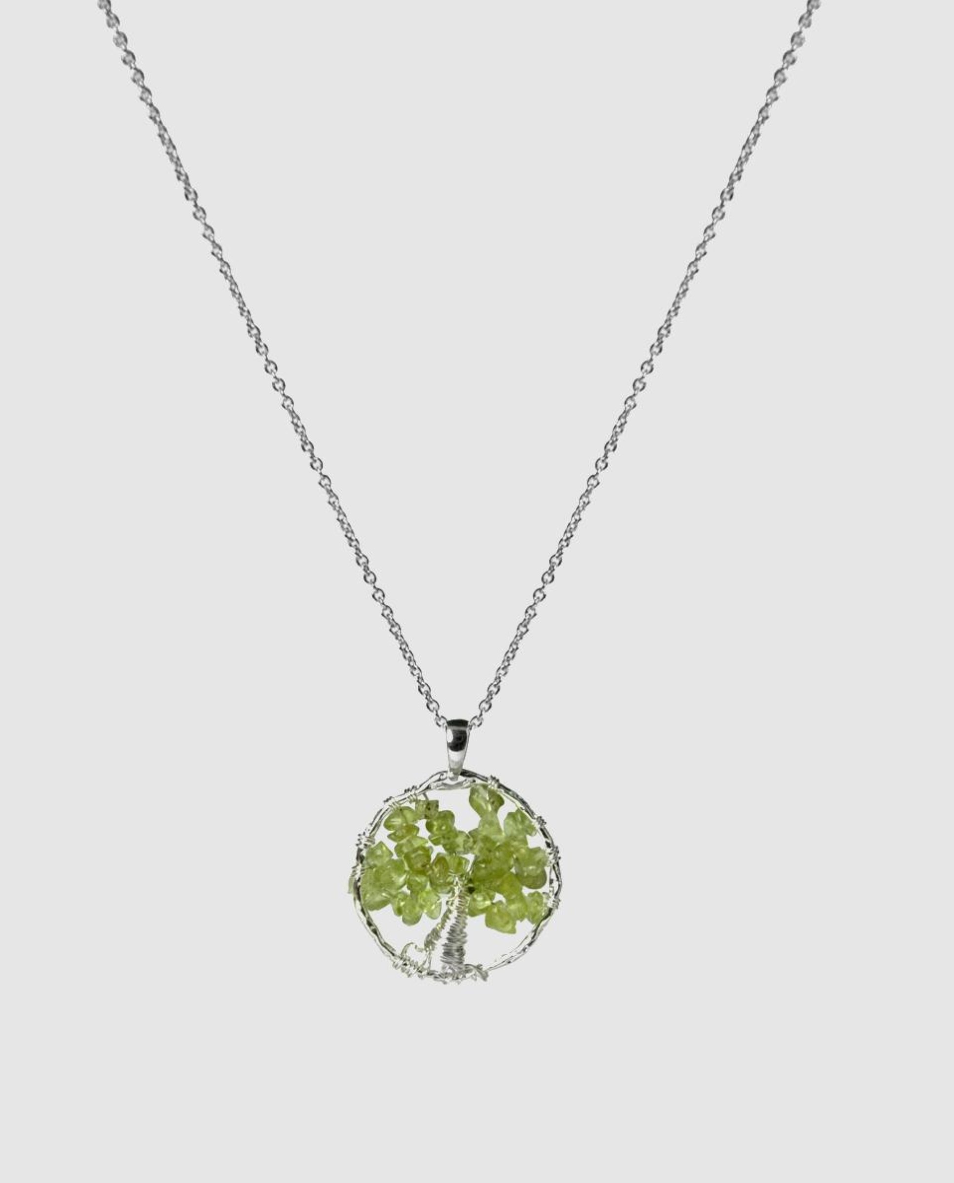 Colar África Moda com Acabamento em Ródio e Prehnite Verde-1