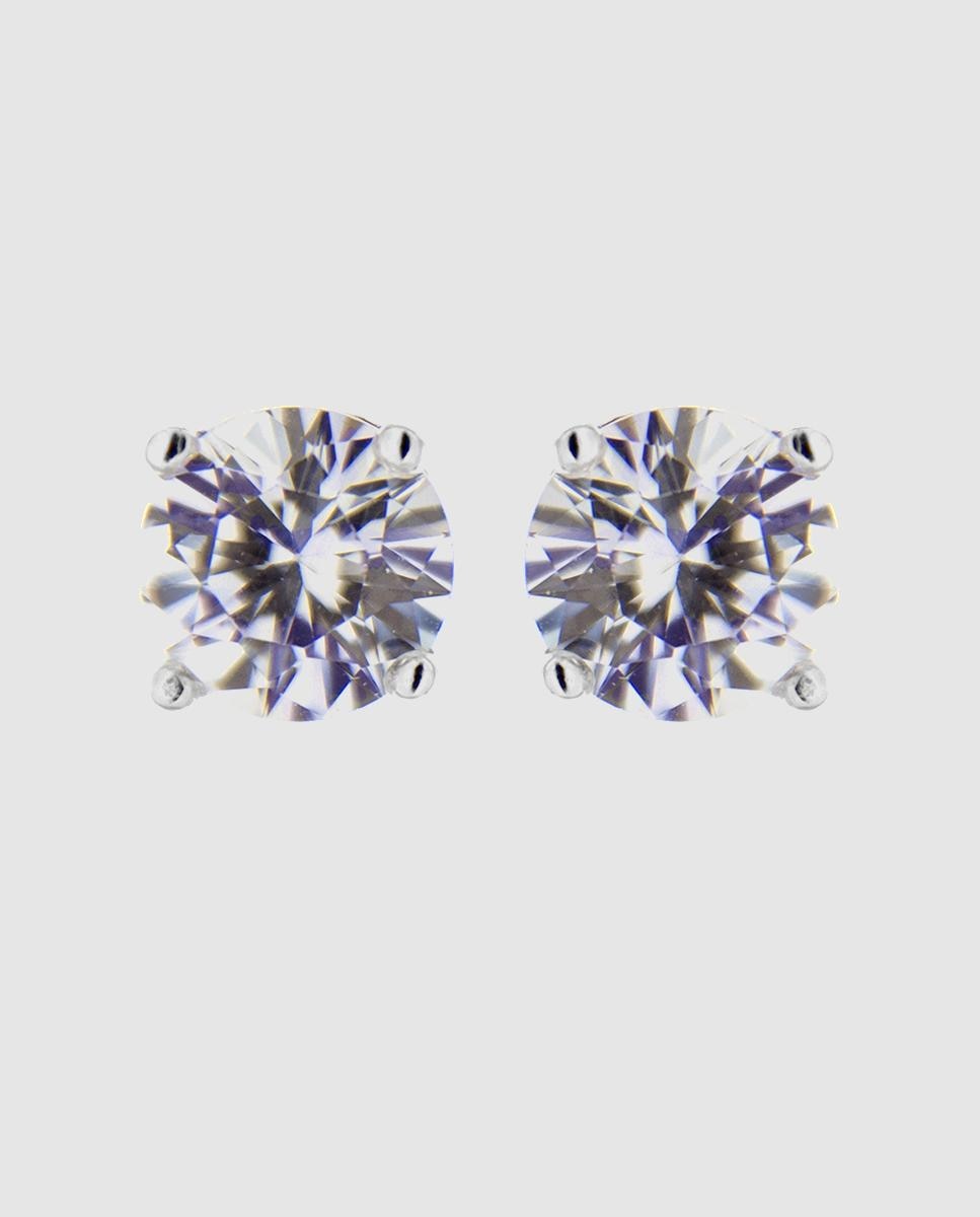 Brincos Essential de Prata de Lei 925 com Acabamento em Ródio e Zirconita Brilhante Prata brilhante / Transparente-1