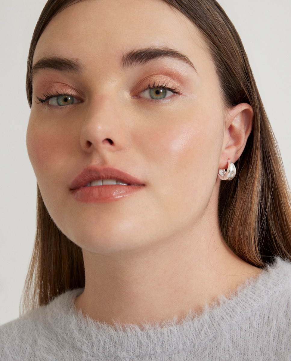 Brincos Essential de Prata de Lei 925 com Acabamento em Ródio e Zirconita Brilhante Prata brilhante / Transparente-2