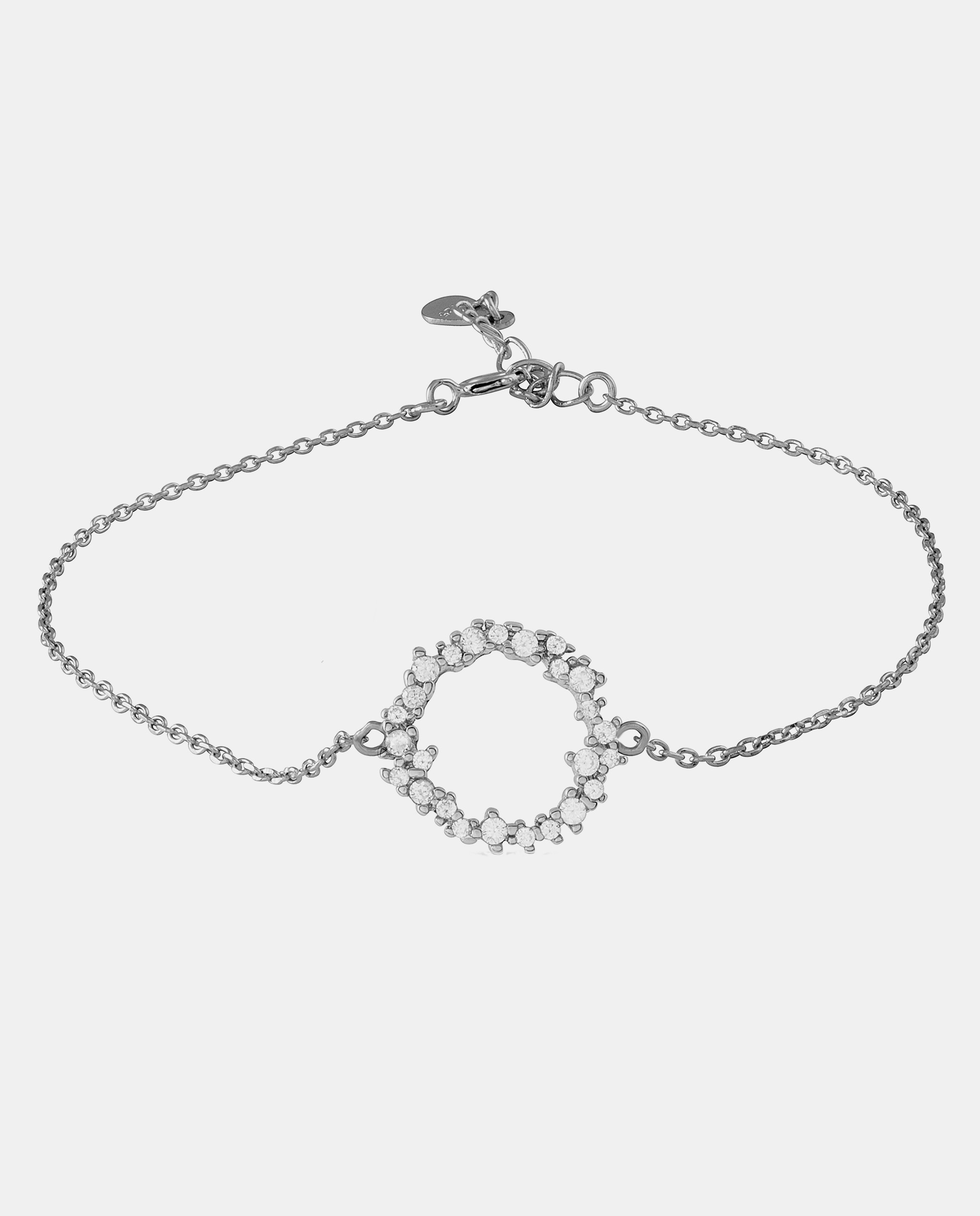 Pulseira de Corrente Momentos para Brilhar de Prata de Lei 925 Acabada em Ródio com Zirconita Brilhante Prata-1