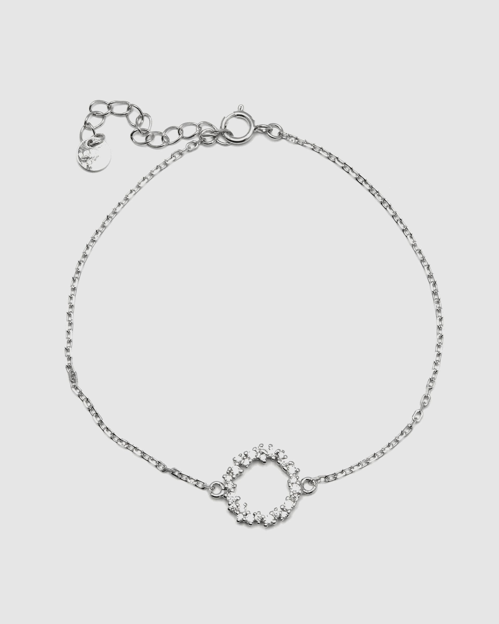 Pulseira de Corrente Momentos para Brilhar de Prata de Lei 925 Acabada em Ródio com Zirconita Brilhante Prata-3
