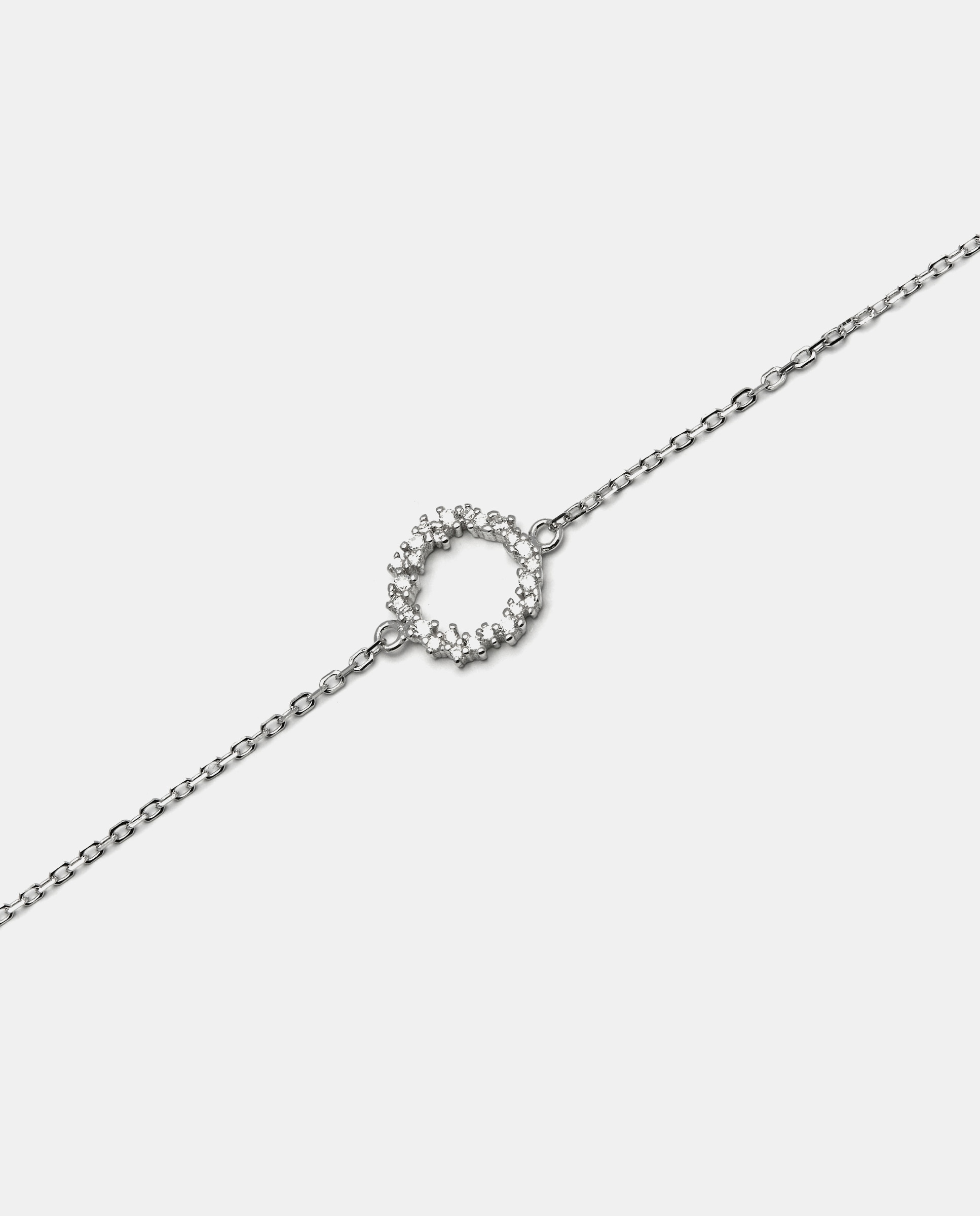 Pulseira de Corrente Momentos para Brilhar de Prata de Lei 925 Acabada em Ródio com Zirconita Brilhante Prata-5