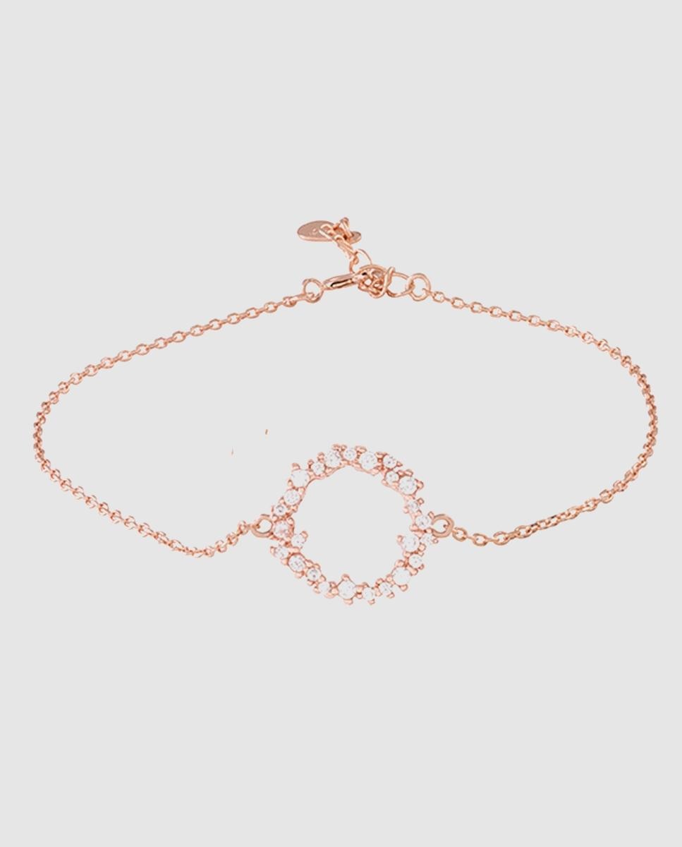 Imagem 0 de Pulseira de Corrente Pide Un Deseo de Prata de Lei 925 com Acabamento em Ouro Rosa de 18 Quilates e Zirconita Brilhante