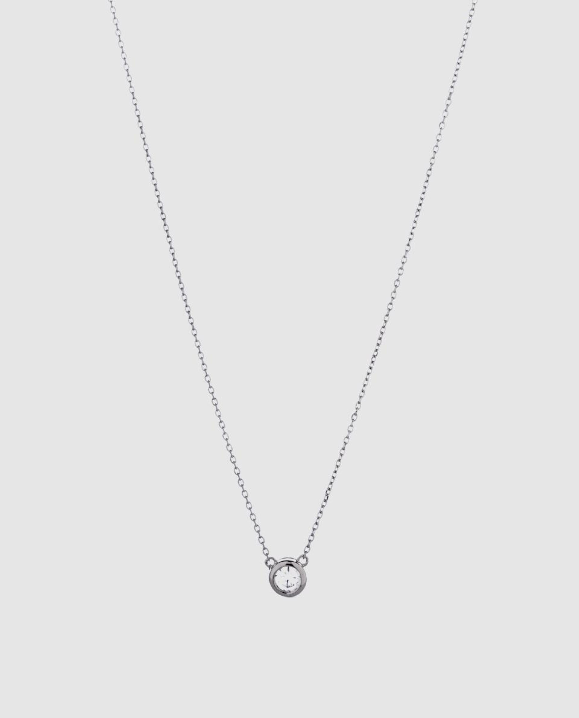 Colar Pide Un Deseo de Prata de Lei 925 com Acabamento em Ródio e Zirconita Brilhante Branco-1