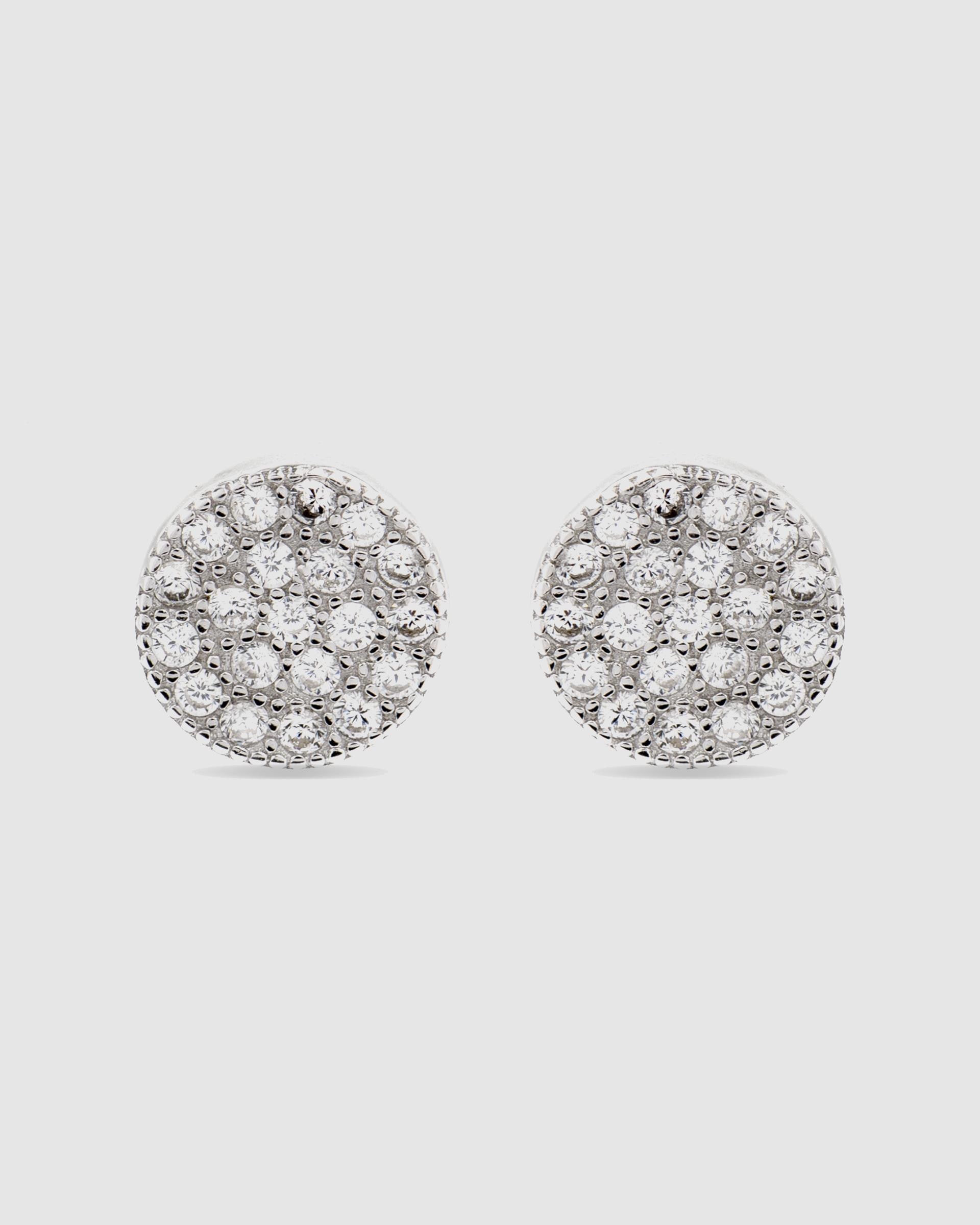 Imagem 0 de Brincos de Botão Africa Moda com Acabamentos em Ródio e Zirconita Brilhante