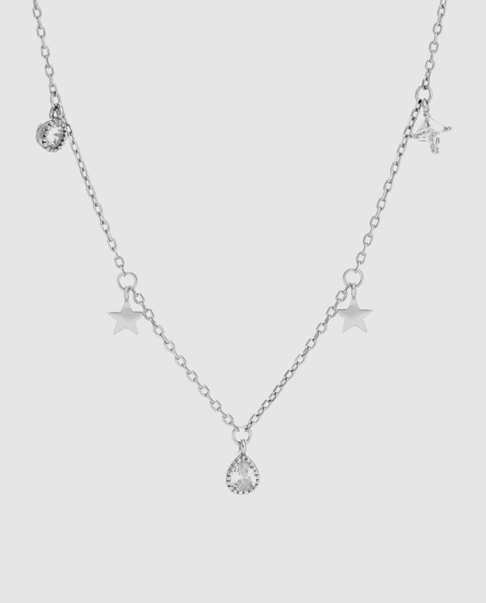 Colar Pide Un Deseo de Prata de Lei 925 com Acabamento em Ródio e Zirconita Brilhante Branco-1