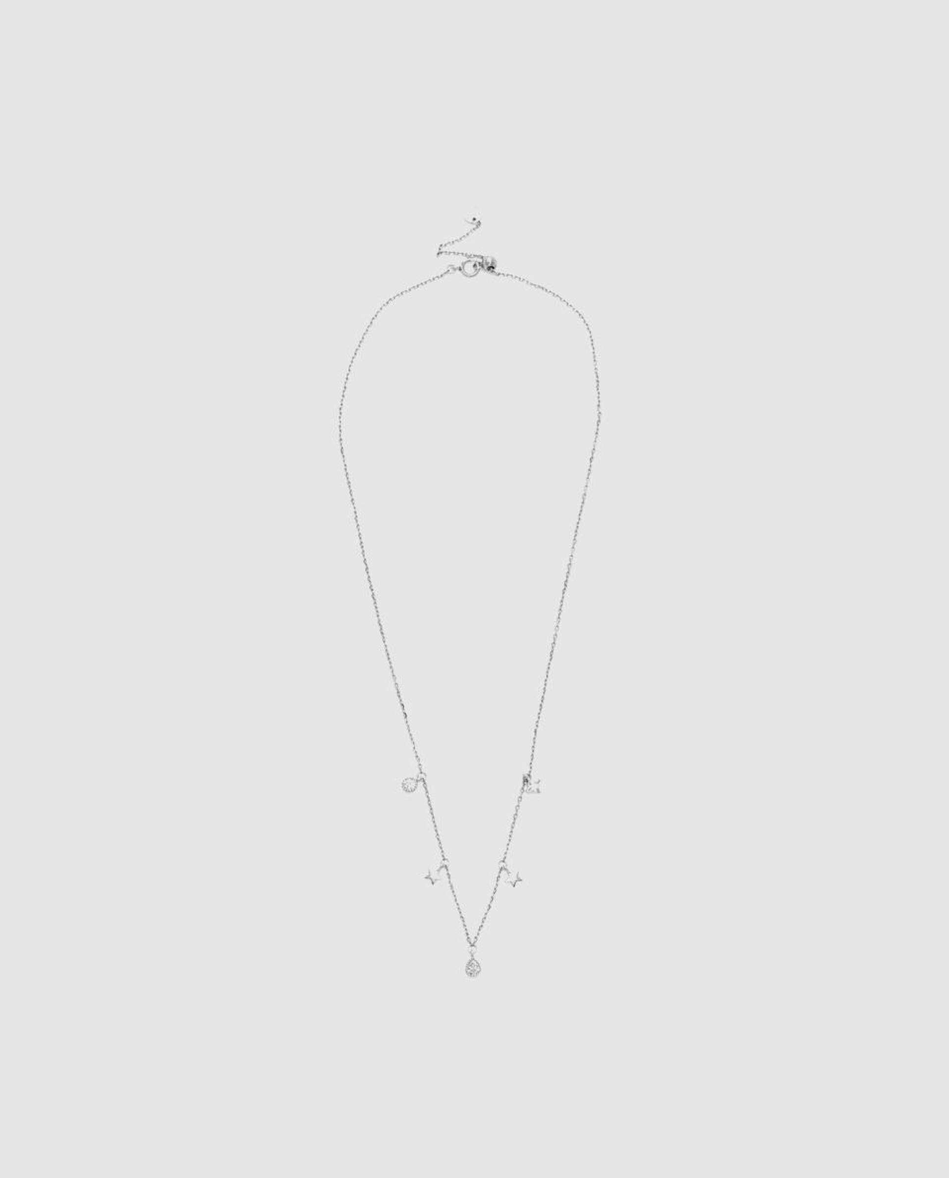 Colar Pide Un Deseo de Prata de Lei 925 com Acabamento em Ródio e Zirconita Brilhante Branco-3