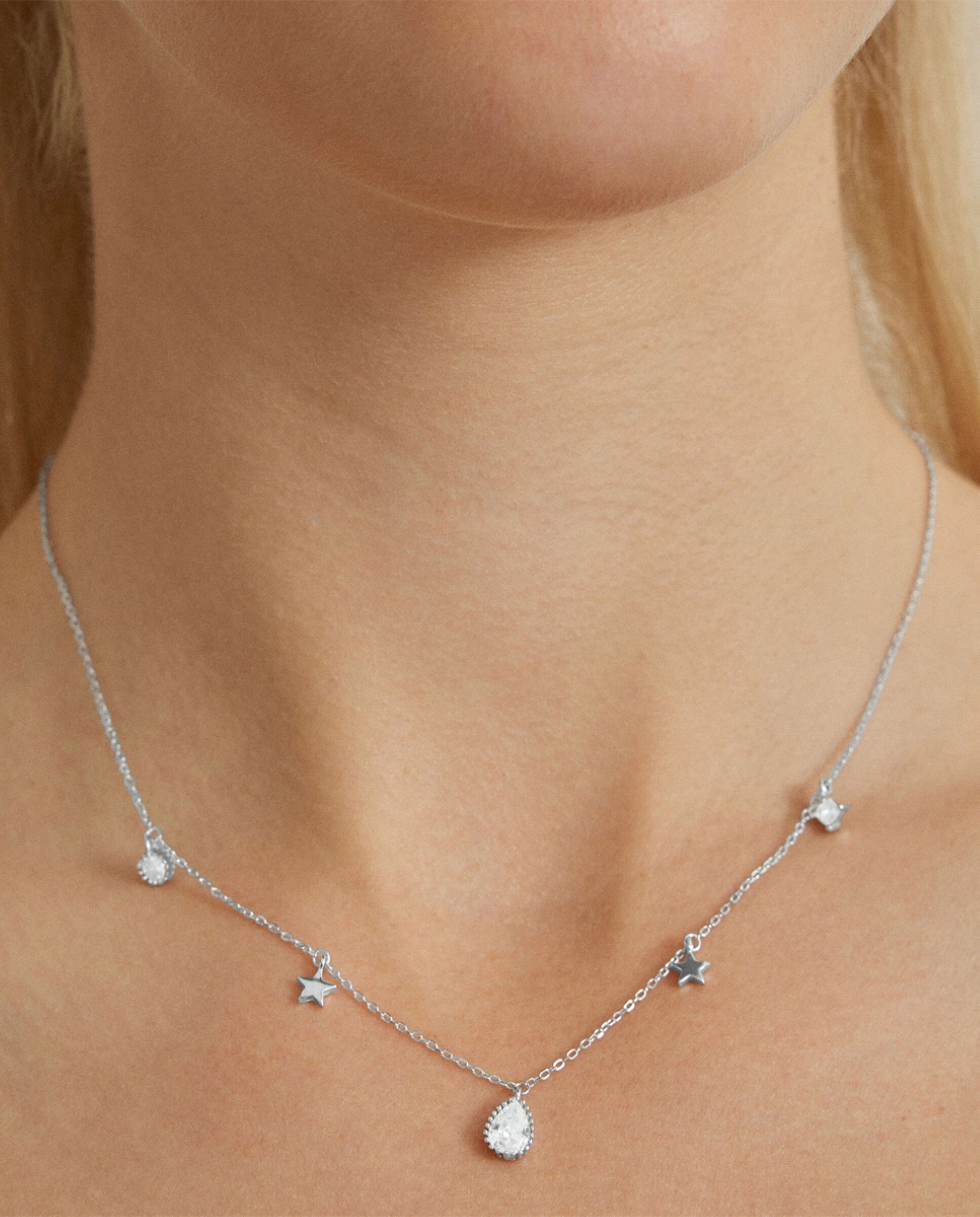 Colar Pide Un Deseo de Prata de Lei 925 com Acabamento em Ródio e Zirconita Brilhante Branco-4