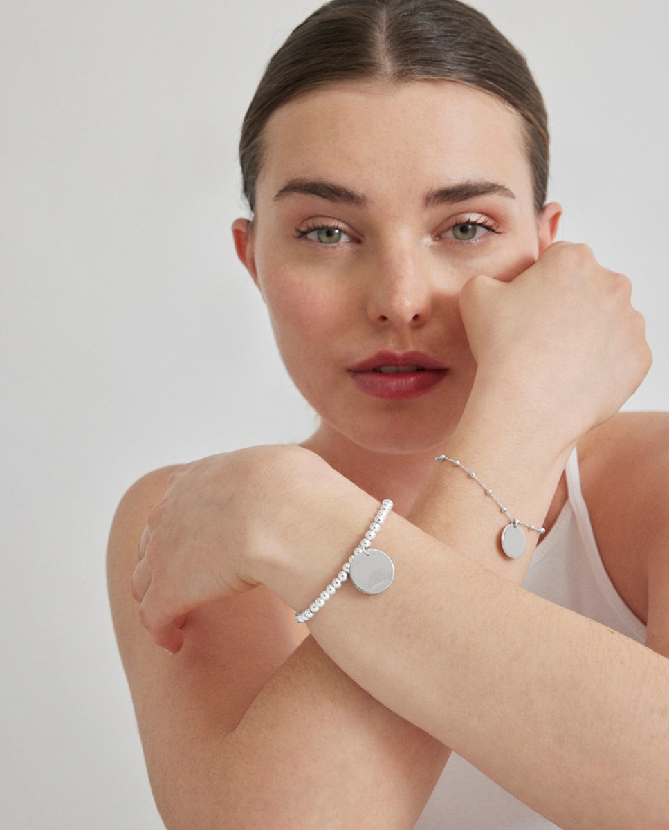 Pulseira de Corrente Grava a Tua Joia de Prata de Lei 925 Acabada em Ródio Prata-2