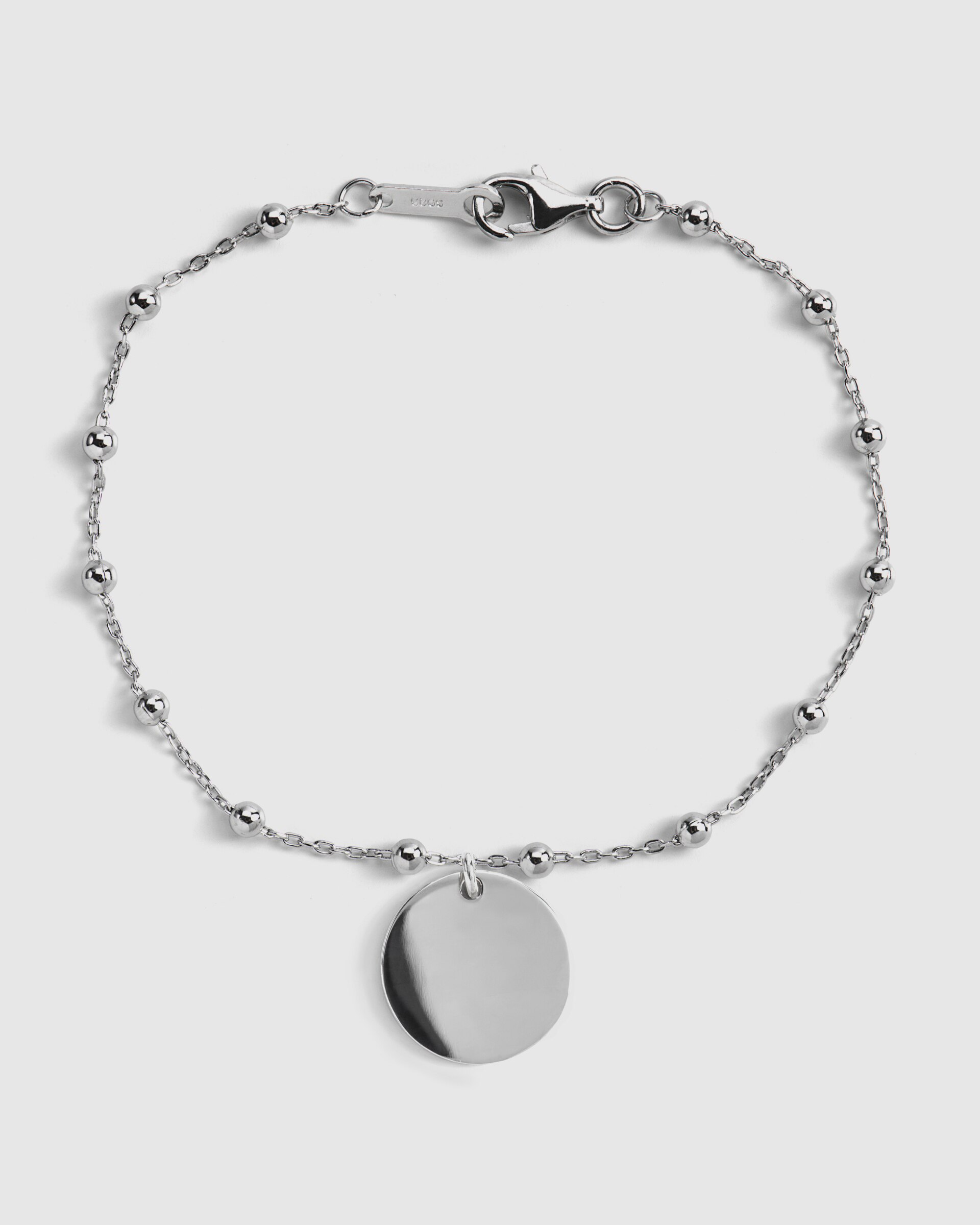 Pulseira de Corrente Grava a Tua Joia de Prata de Lei 925 Acabada em Ródio Prata-3