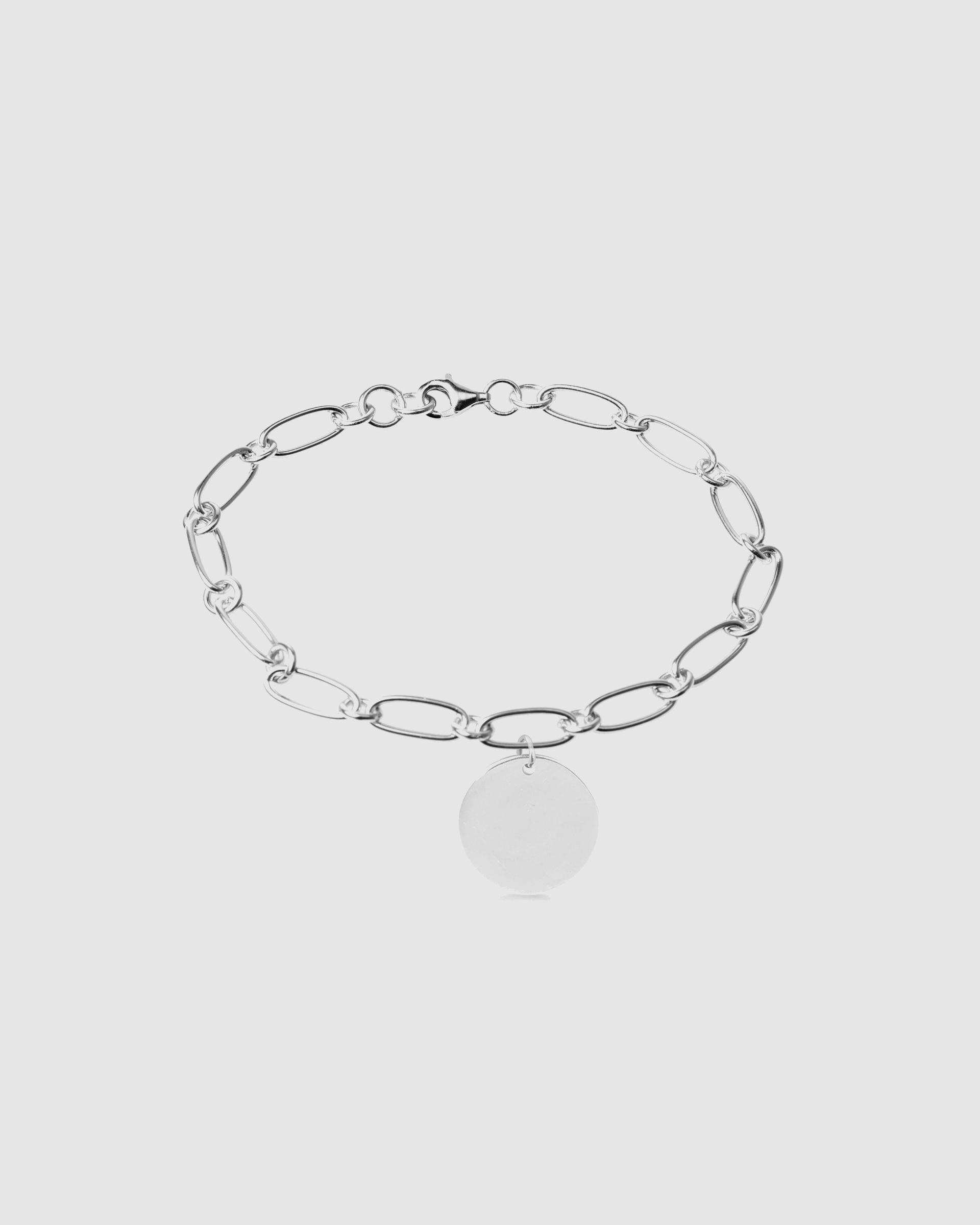 Pulseira de Corrente Grava a Tua Joia de Prata de Lei 925 Acabada em Ródio Prata metalizada-1