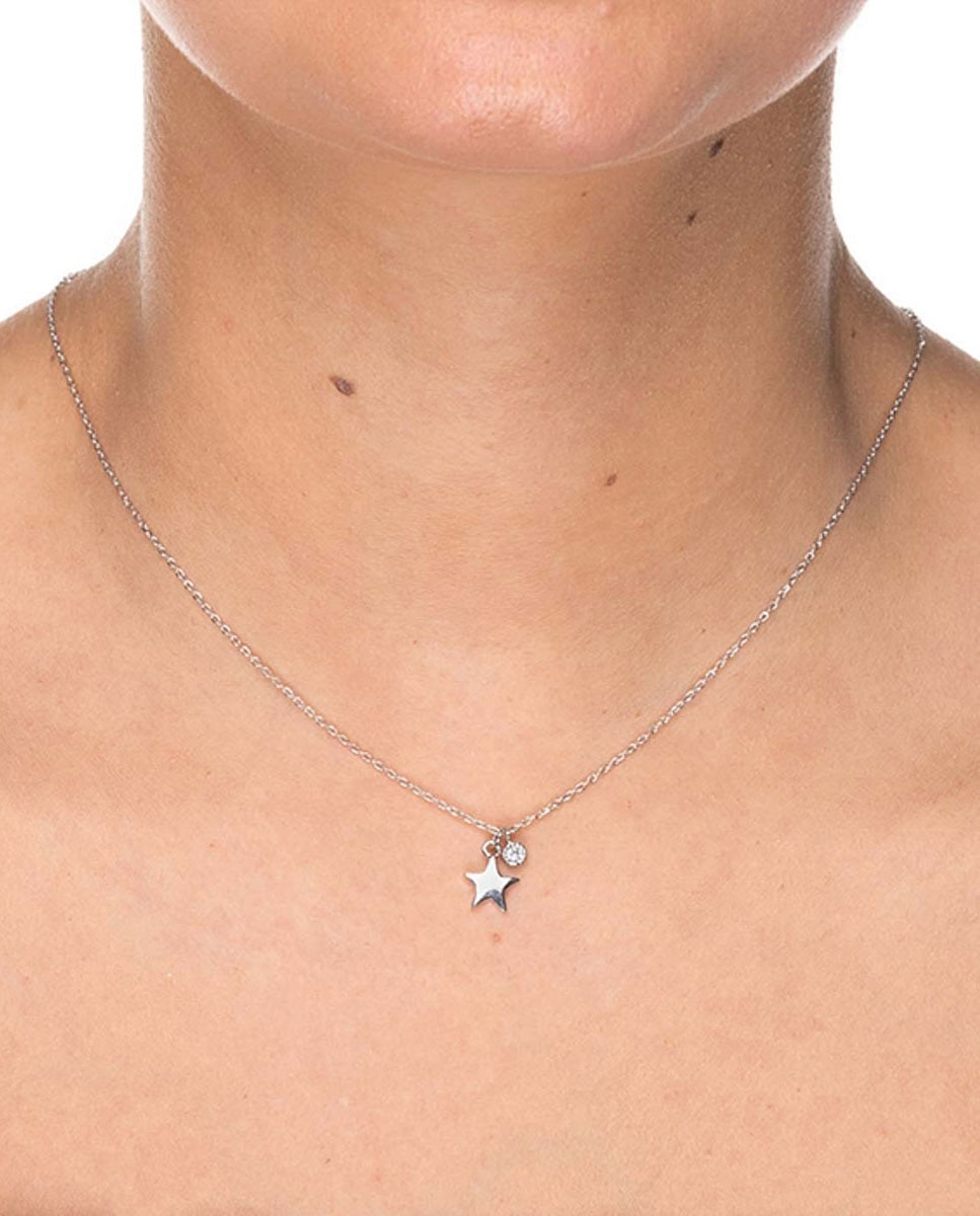 Colar Pide Un Deseo de Prata de Lei 925 com Acabamento em Ródio e Zirconita Brilhante Prata-2