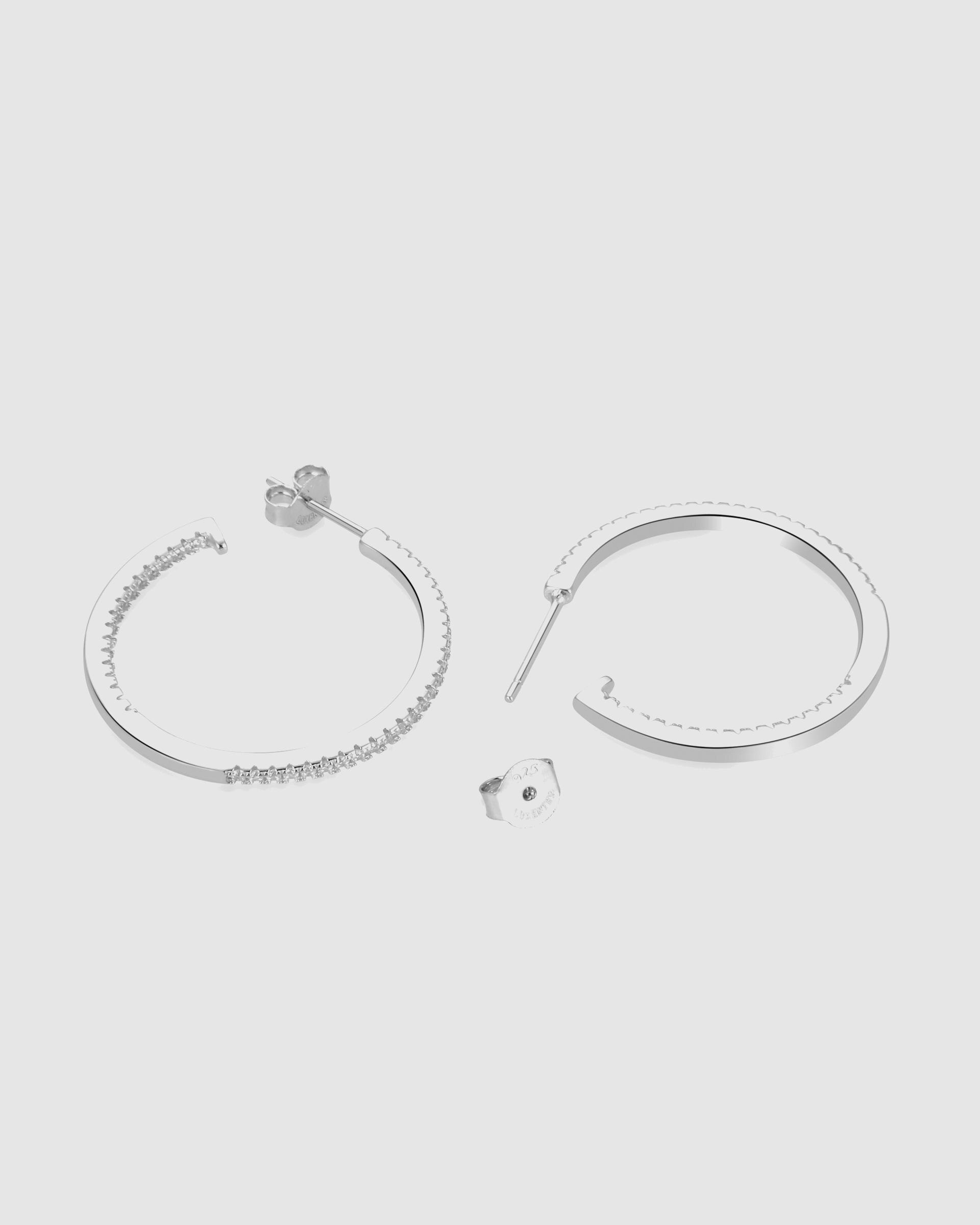 Brincos de Argola Momentos para Brilhar de Prata de Lei 925 com Acabamento em Ródio e Zirconita Brilhante Prata-6