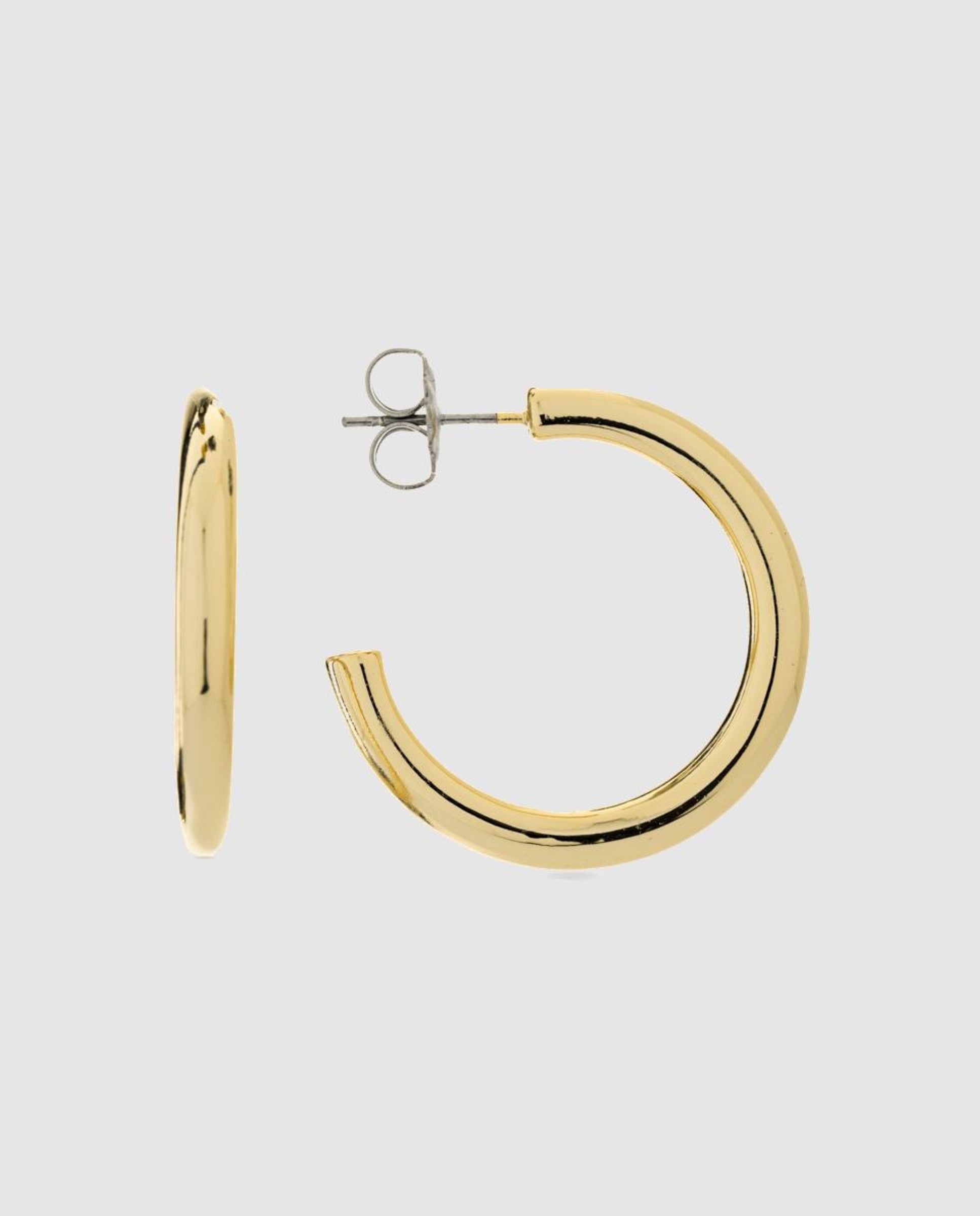 Brincos de Argola Basic Acabados em Ouro Amarelo de 18 Quilates Dourado-1
