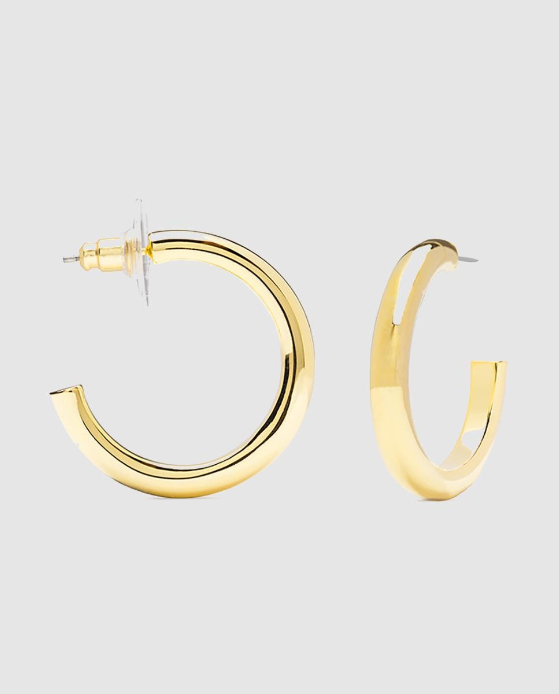 Brincos de Argola Basic Acabados em Ouro Amarelo de 18 Quilates Dourado-3