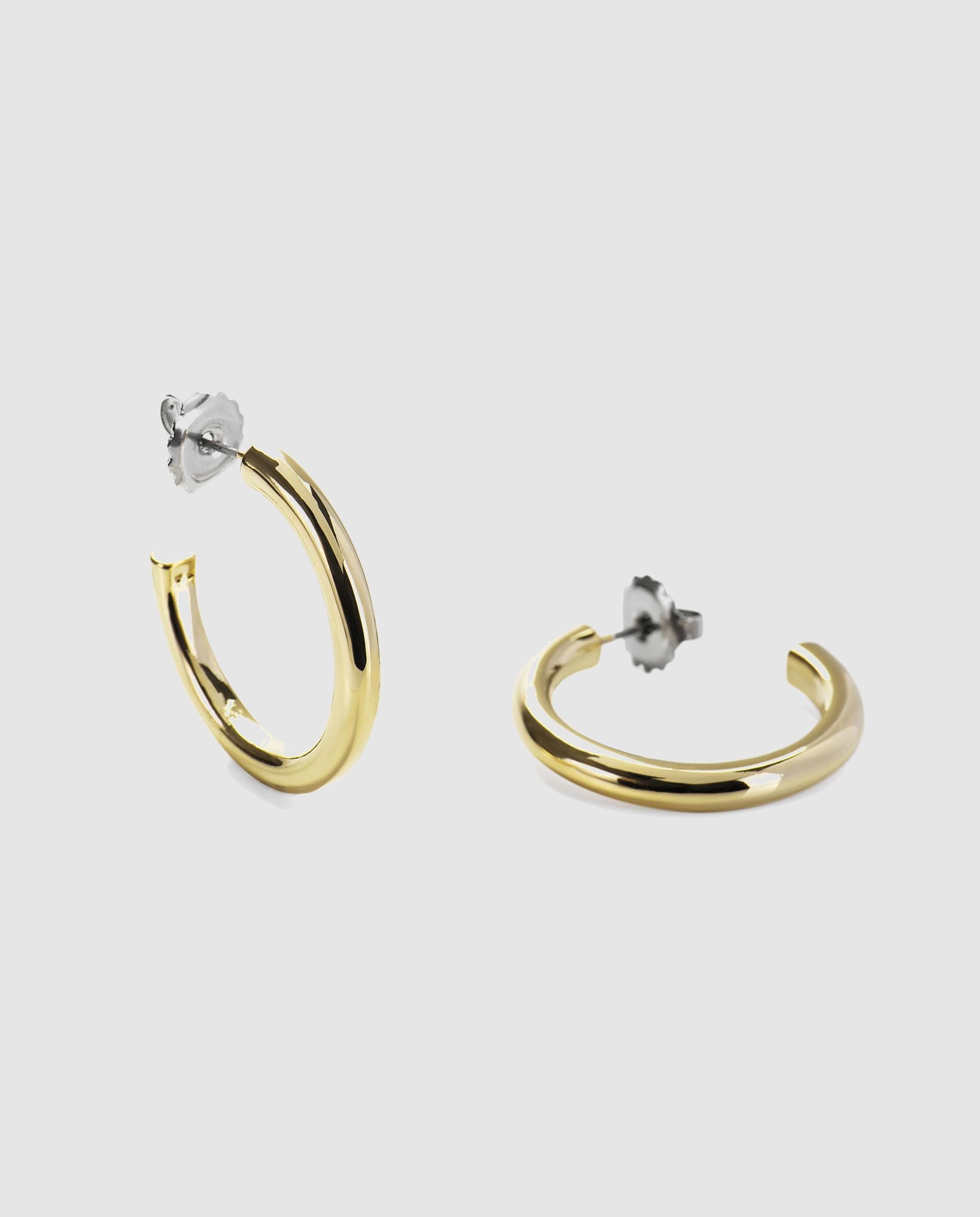 Brincos de Argola Basic Acabados em Ouro Amarelo de 18 Quilates Dourado-6