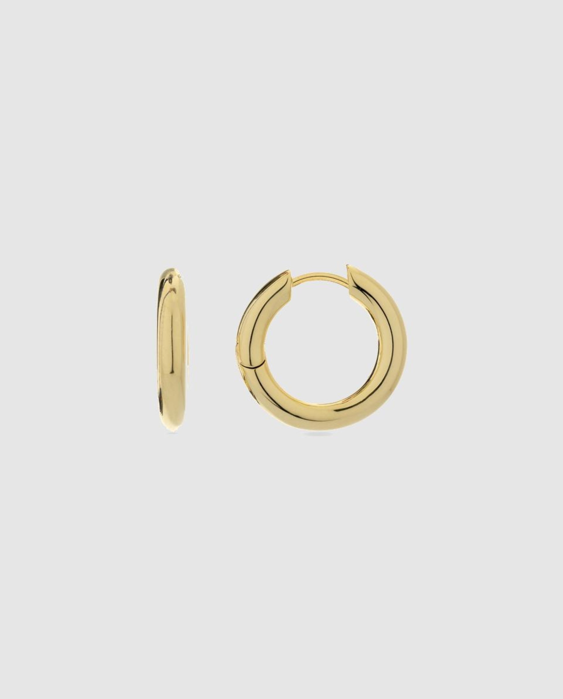 Brincos de Argola Basic Acabados em Ouro Amarelo de 18 Quilates Dourado-1