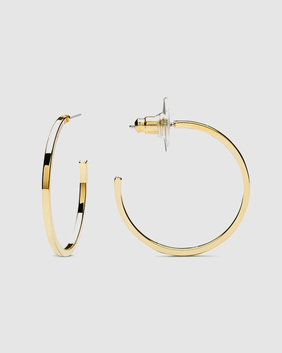 Brincos de Argola Basic Acabados em Ouro Amarelo de 18 Quilates Dourado-1
