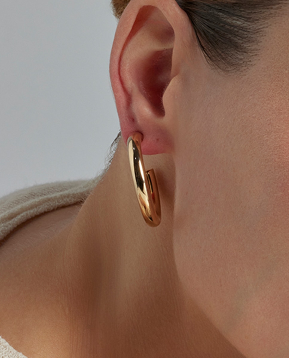 Brincos de Argola Basic Acabados em Ouro Amarelo de 18 Quilates Ouro-4