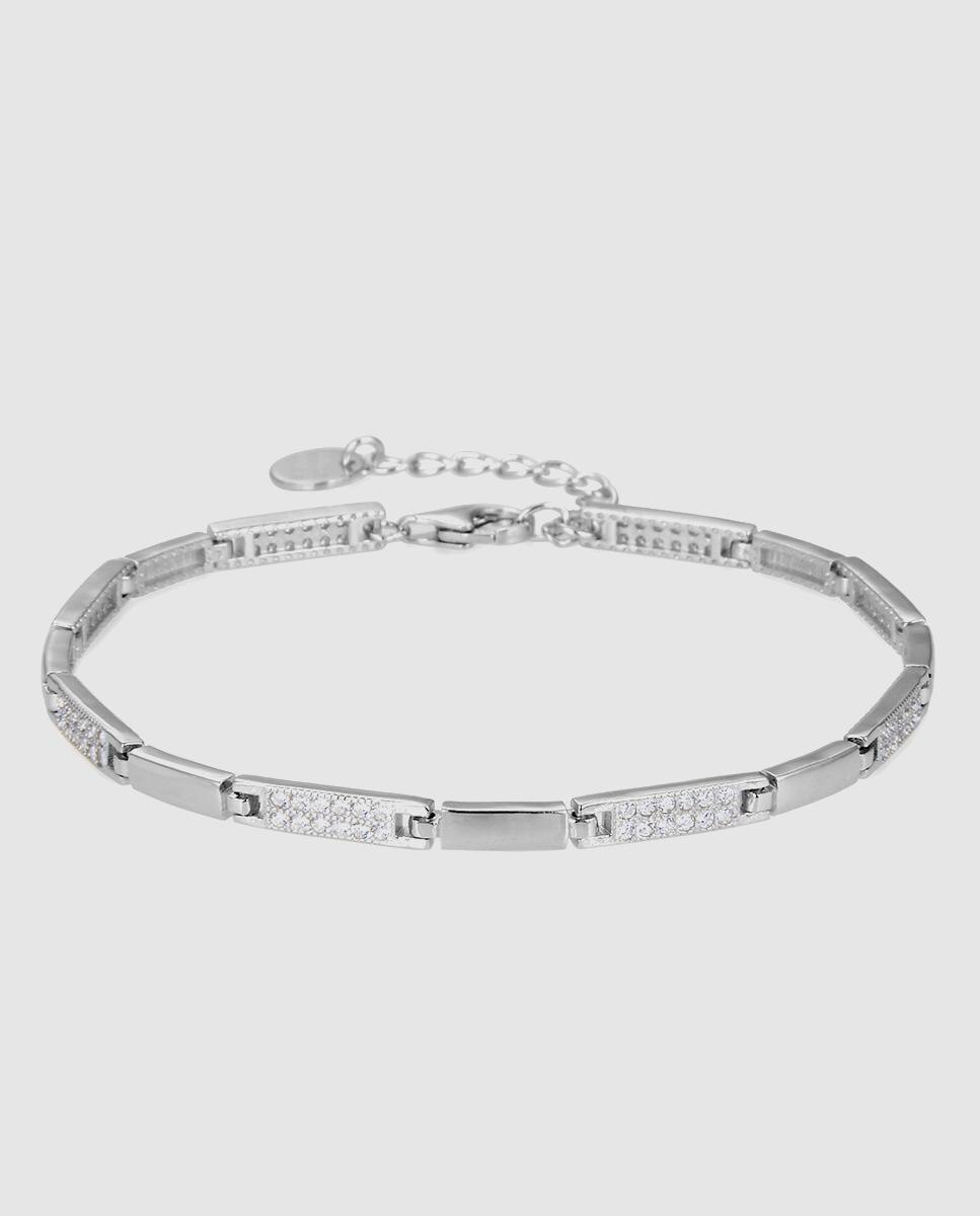 Pulseira de Elos Momentos para Brilhar de Prata de Lei 925 Acabada em Ródio com Zirconita Brilhante Prata-1
