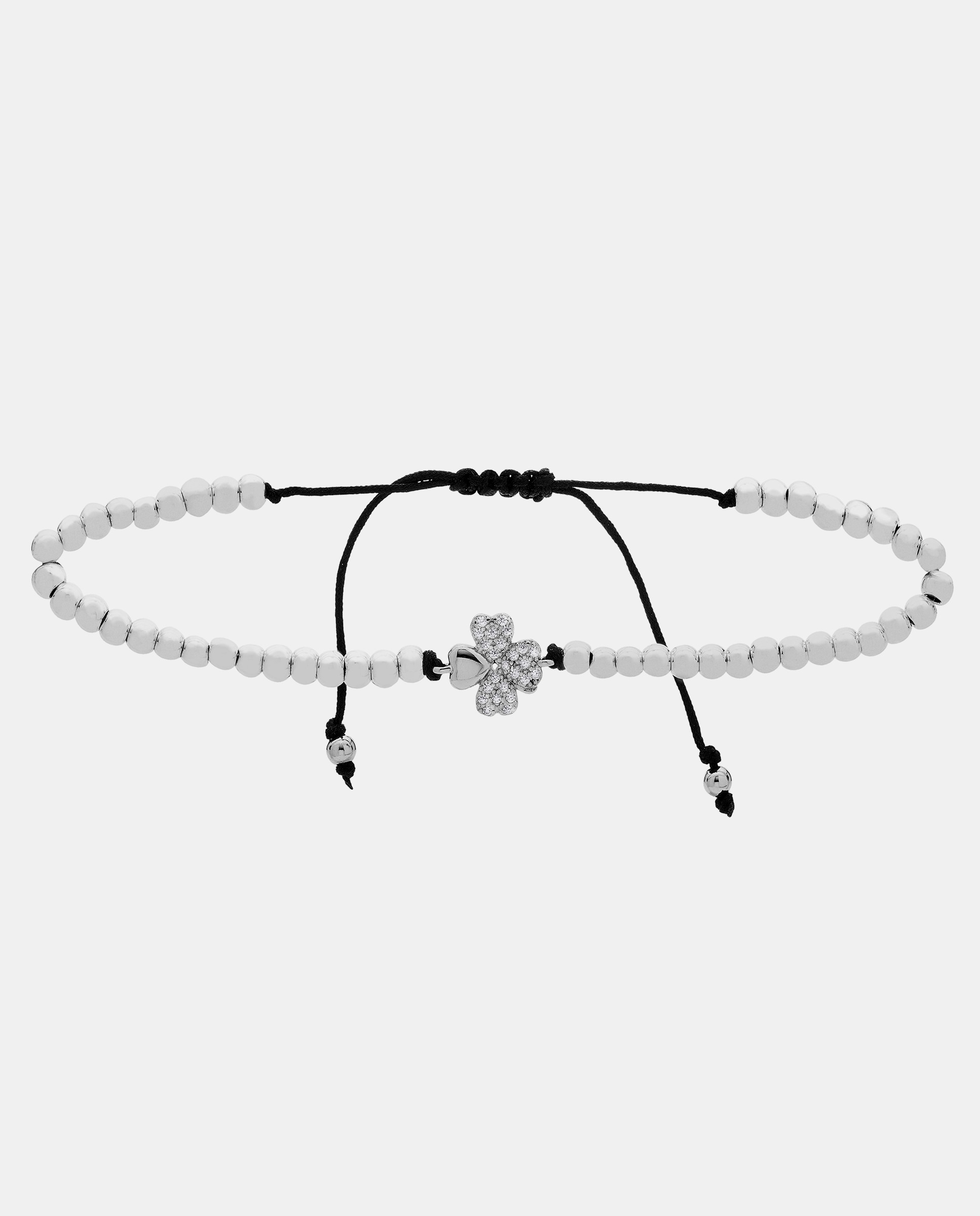 Pulseira de Cordão e Fio Pide Un Deseo de Prata de Lei 925 Acabada em Ródio com Zirconita Brilhante Prata-1