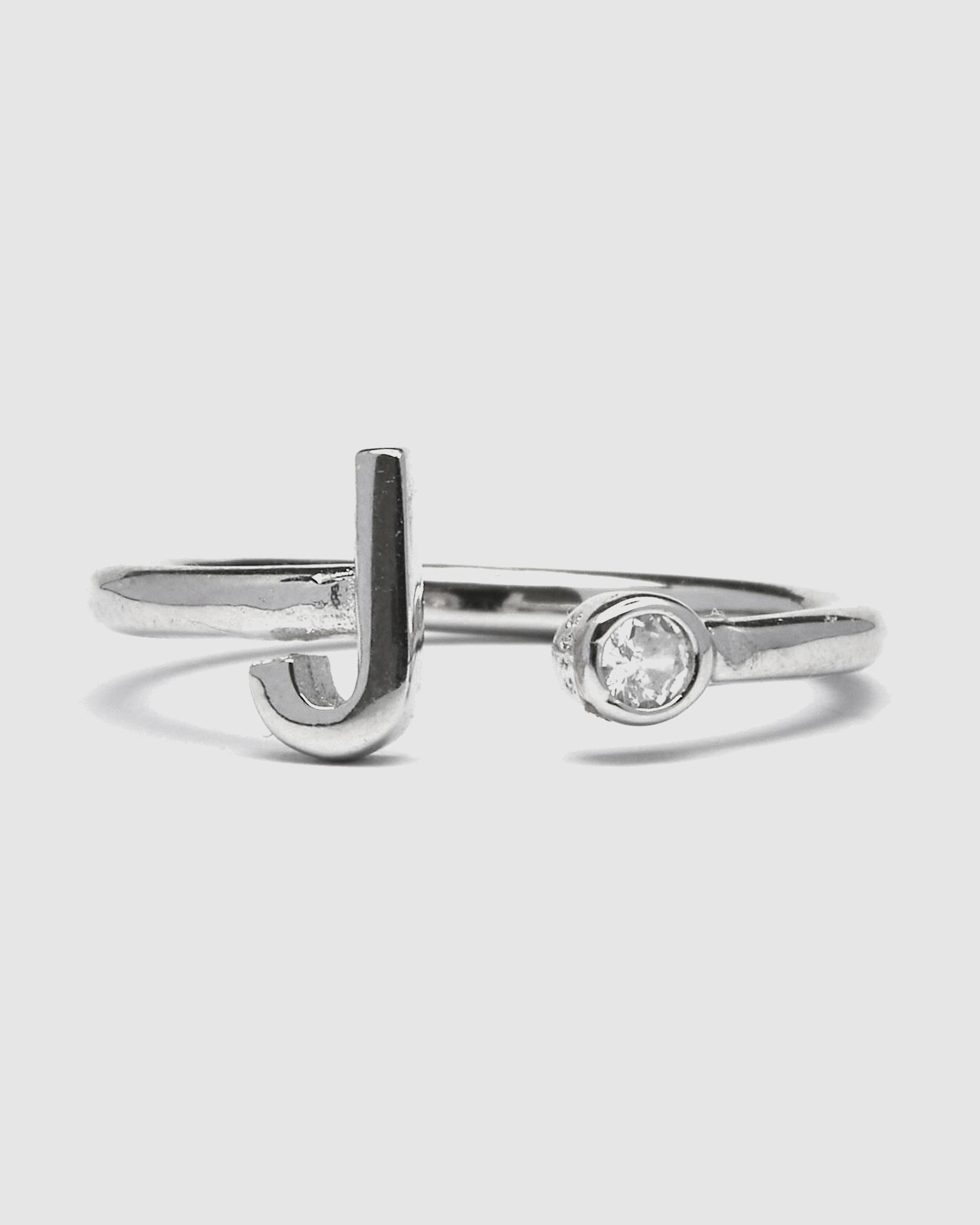 Anel Ajustável Alphabet de Prata de Lei 925 com Acabamento em Ródio e Zirconita Brilhante Prata-3