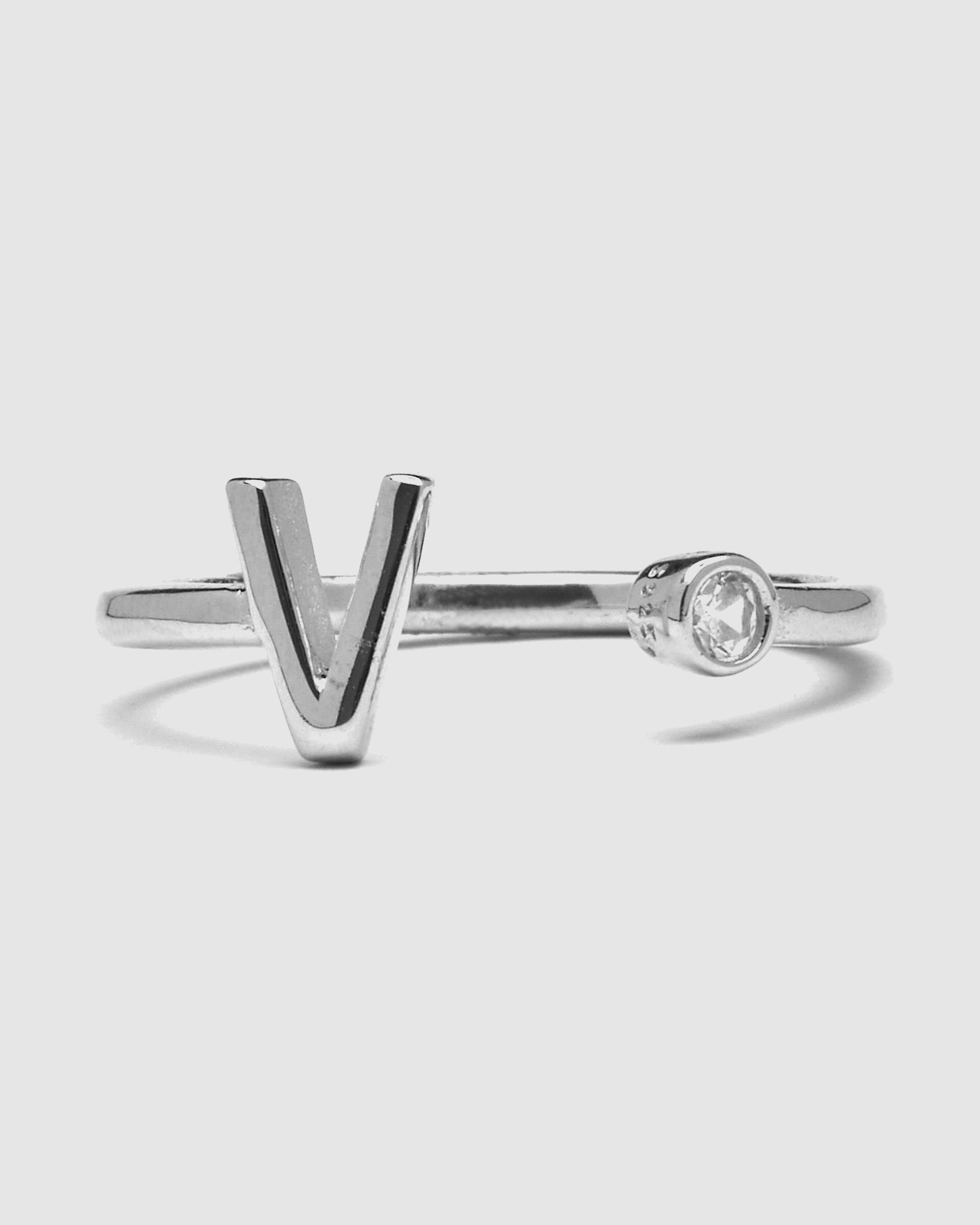 Anel Ajustável Alphabet de Prata de Lei 925 com Acabamento em Ródio e Zirconita Brilhante Prata-3