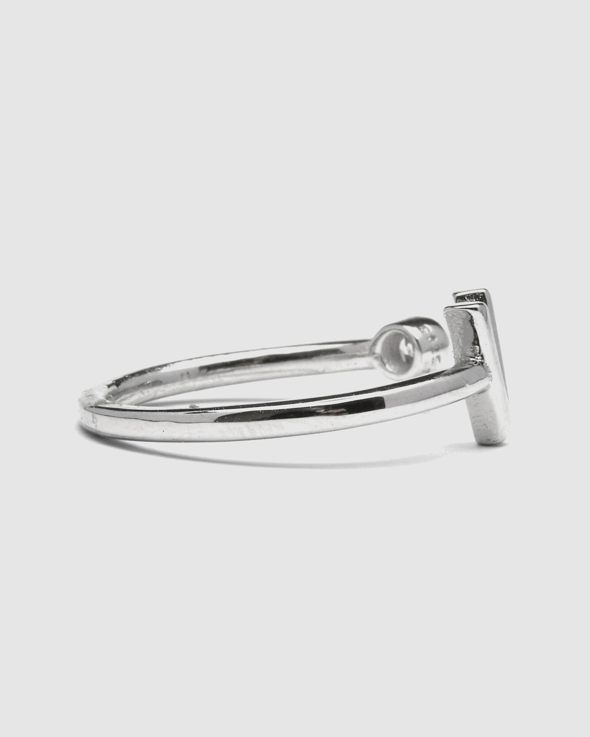 Anel Ajustável Alphabet de Prata de Lei 925 com Acabamento em Ródio e Zirconita Brilhante Prata-5