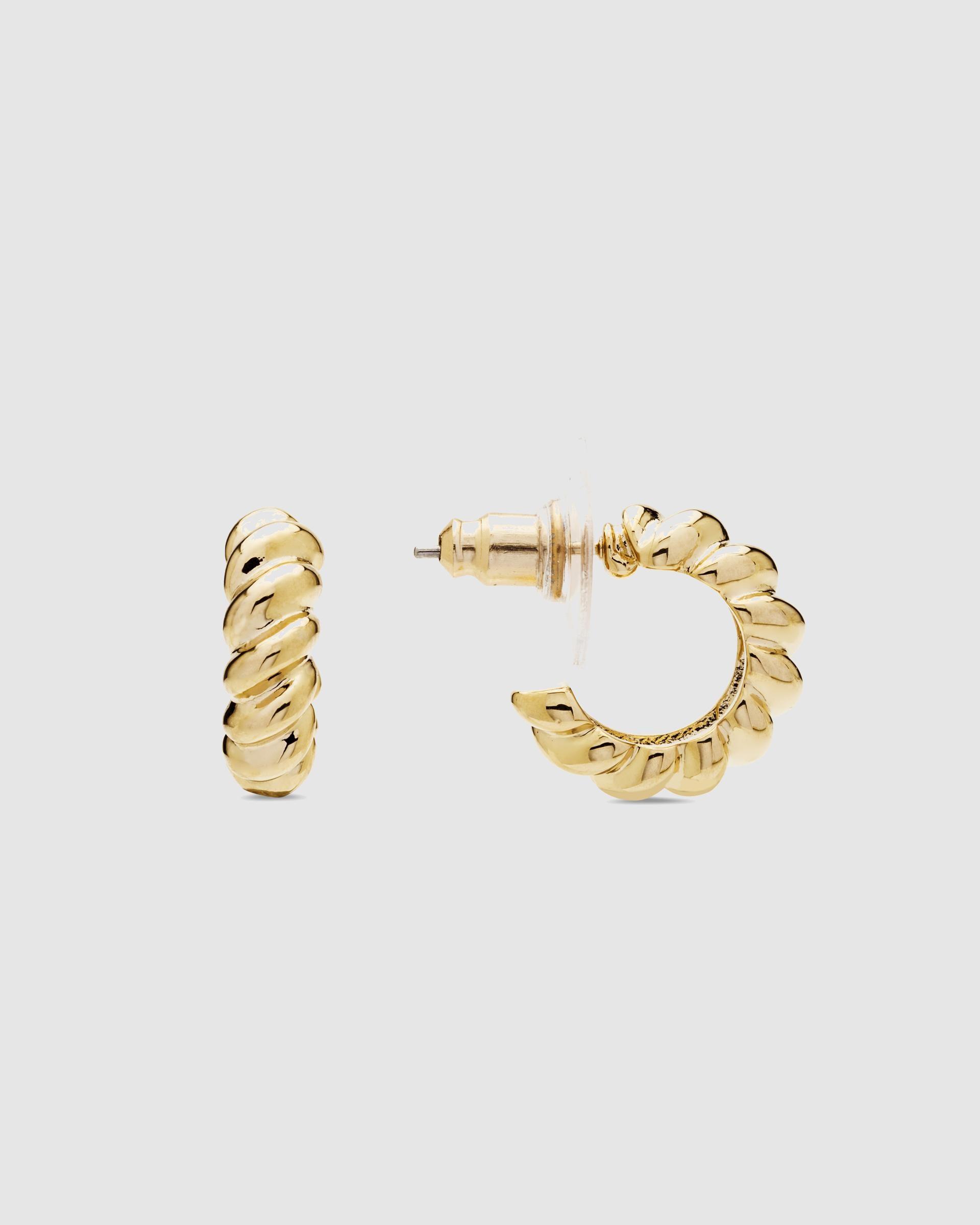 Brincos Basic de Argola com Acabamentos em Ouro Amarelo de 18 Quilates Ouro-1