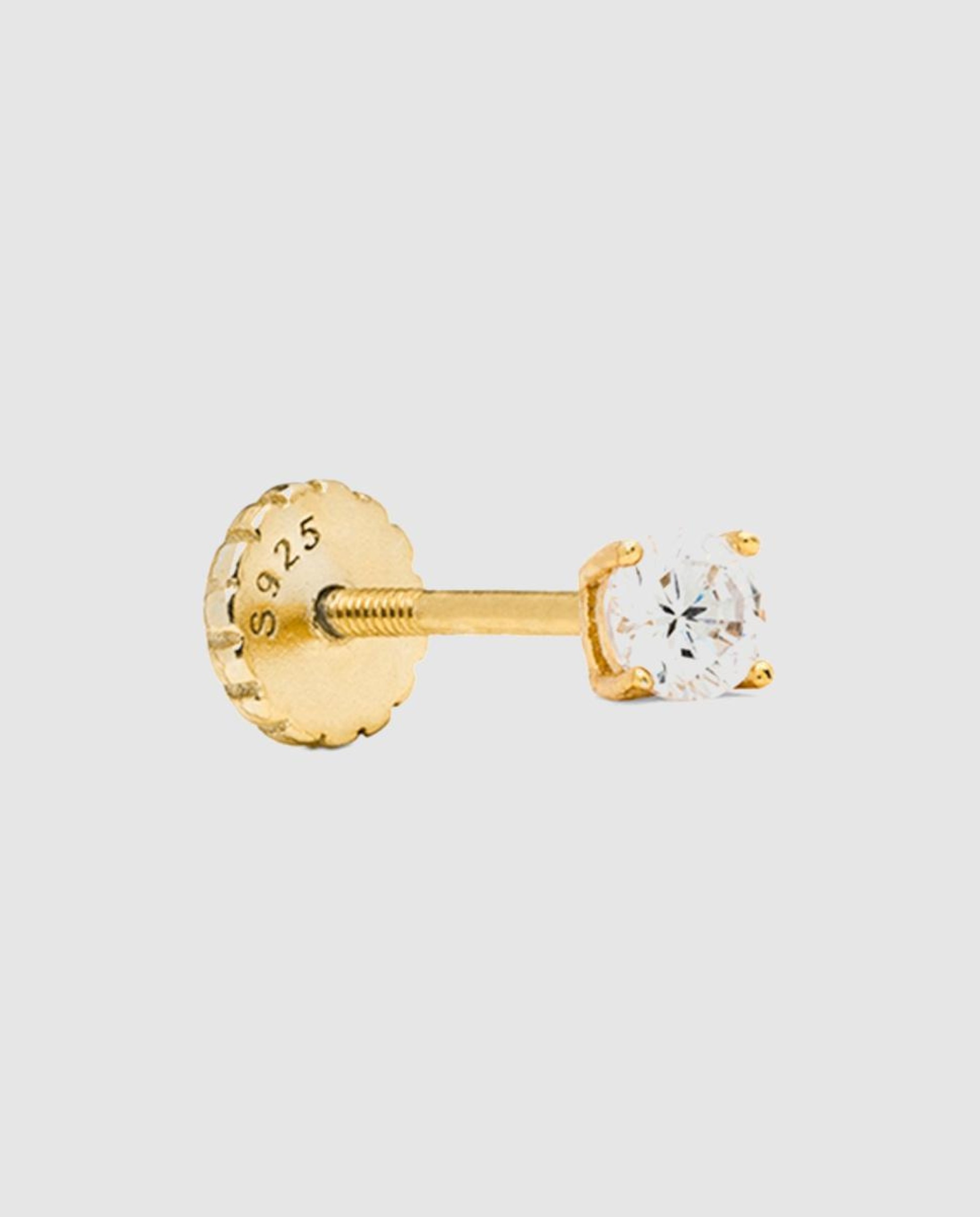 Piercing Personalizável de Prata de Lei 925 com Acabamento em Ouro Amarelo de 18 Quilates e Zirconita Brilhante Branco-3