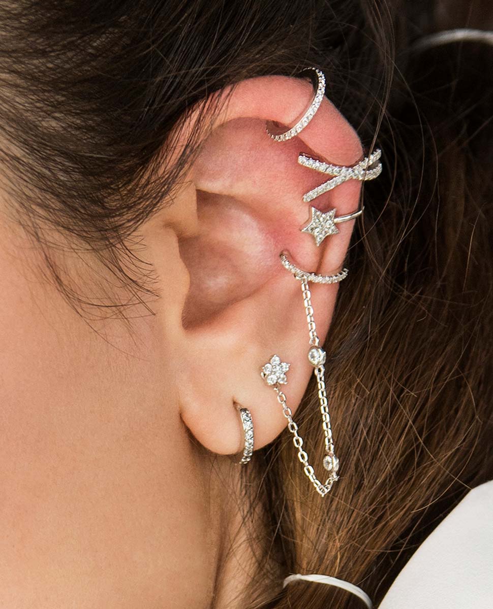 Piercing Personalizável de Prata de Lei 925 com Acabamento em Ródio e Zirconita Brilhante Prata-4