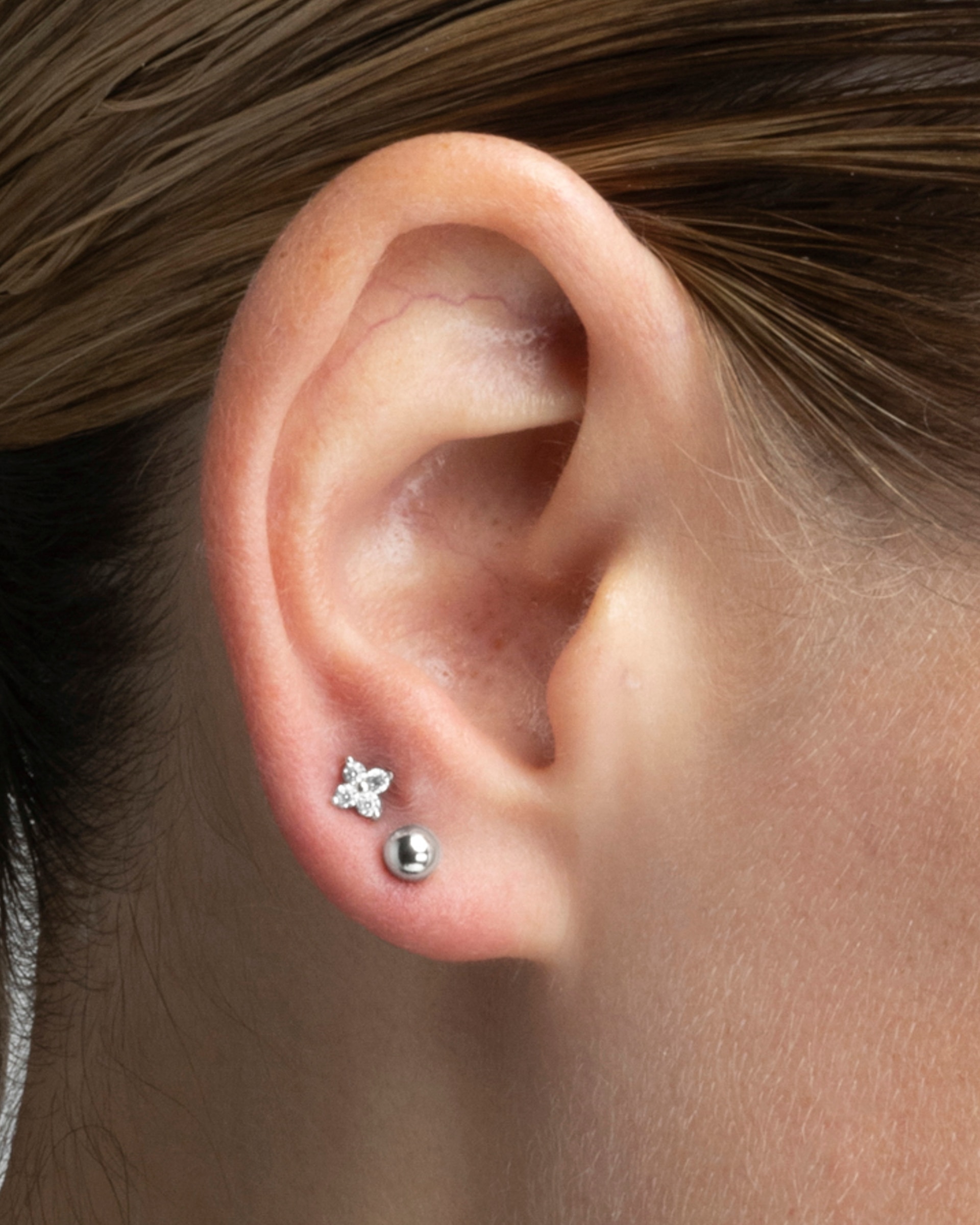 Piercing Personalizável de Prata de Lei 925 com Acabamento em Ródio e Zirconita Brilhante Prata brilhante / Transparente-3