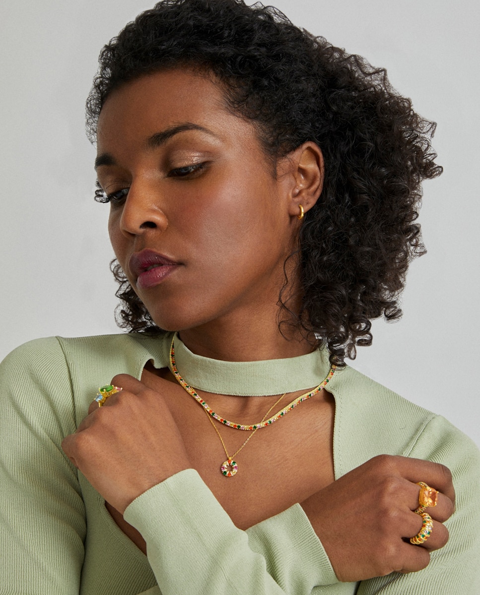 Brincos de Argola Essential de Prata de Lei 925 com Acabamento em Ouro de 18 Quilates Ouro-2