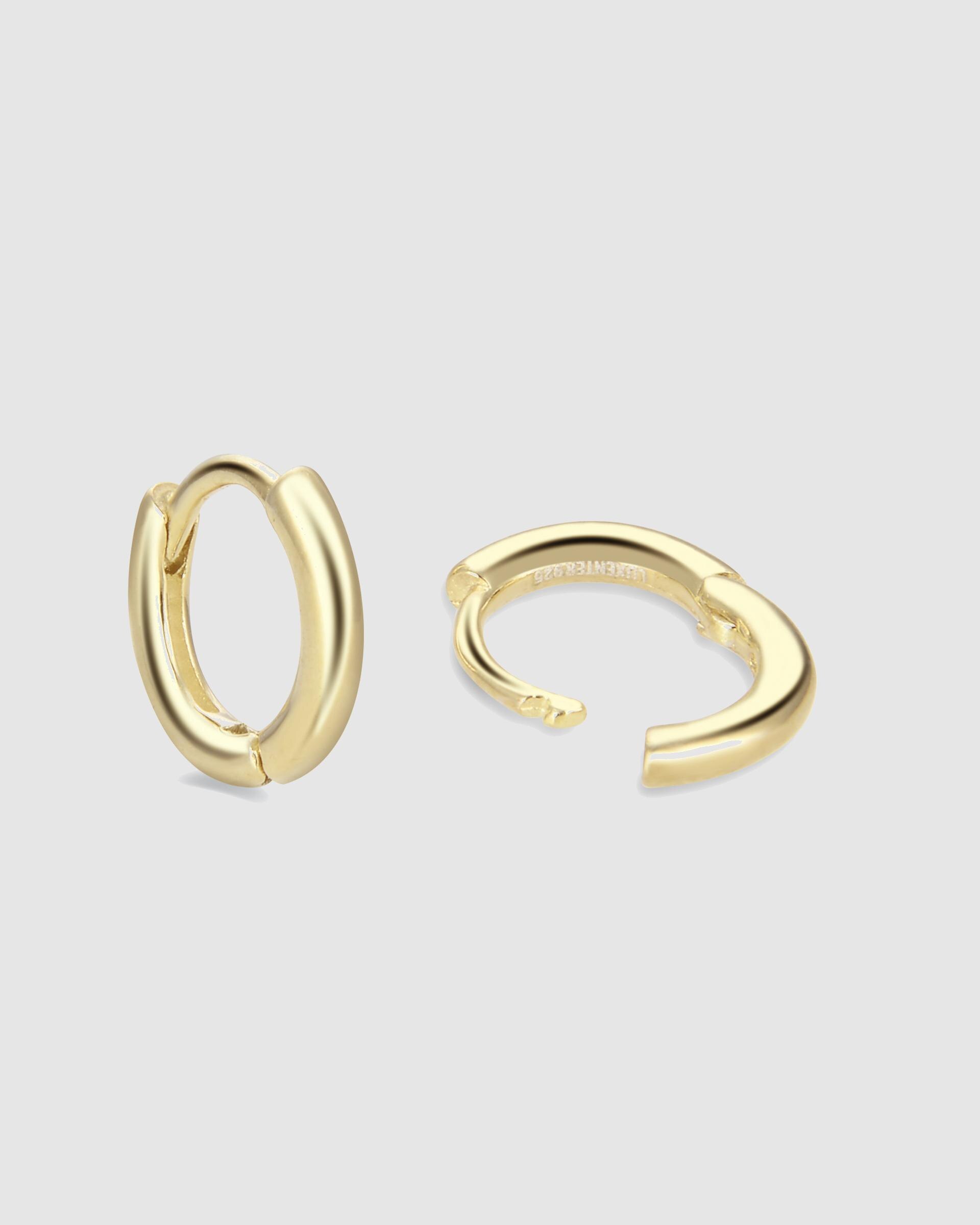 Brincos de Argola Essential de Prata de Lei 925 com Acabamento em Ouro de 18 Quilates Ouro-4