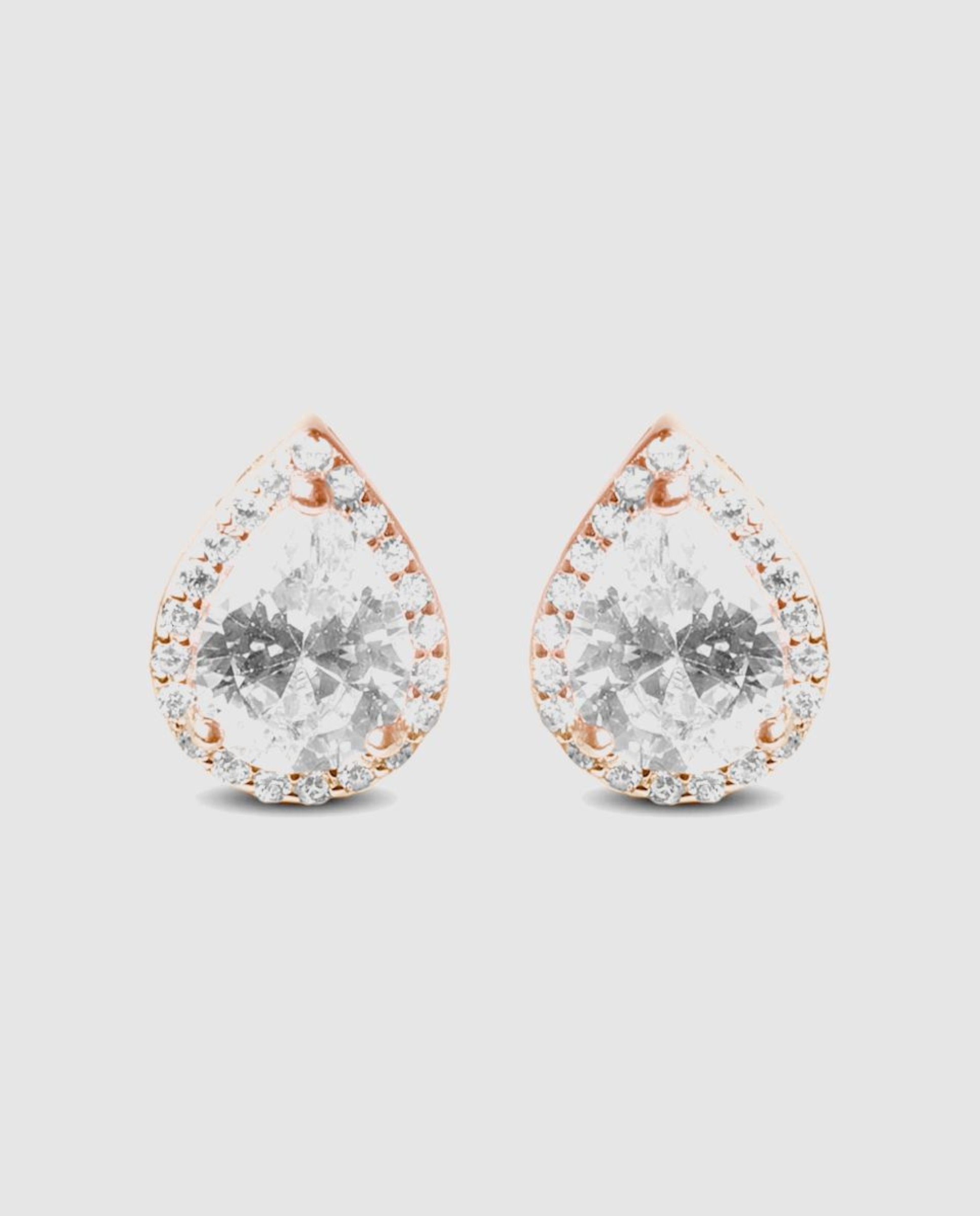 Brincos África Moda de Prata de Lei 925 com Acabamentos em Ouro Rosa de 18 Quilates e Zircônias Brilhantes Branco-1