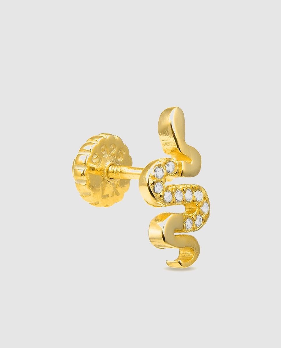 Imagem 0 de Piercing Personalizável de Prata de Lei 925 com Acabamento em Ouro de 18 Quilates e Zirconita Brilhante