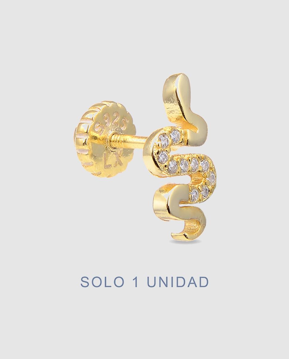 Piercing Personalizável de Prata de Lei 925 com Acabamento em Ouro de 18 Quilates e Zirconita Brilhante Ouro-3
