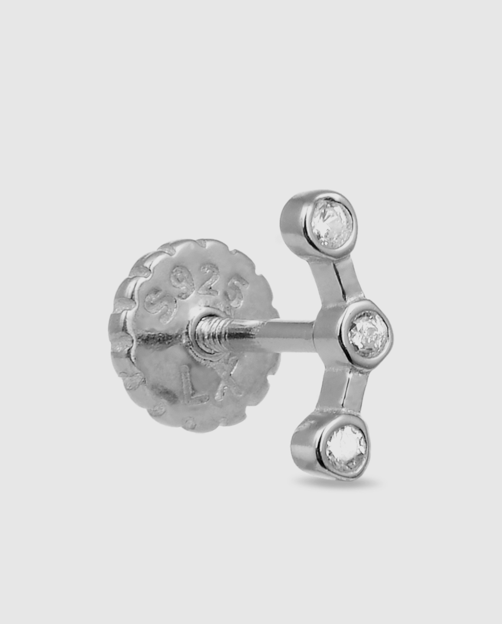 Piercing Personalizável de Prata de Lei 925 com Acabamento em Ródio e Zirconita Brilhante Branco-3