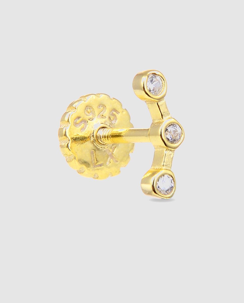 Piercing Personalizável de Prata de Lei 925 com Acabamento em Ouro de 18 Quilates e Zirconita Brilhante Ouro-1
