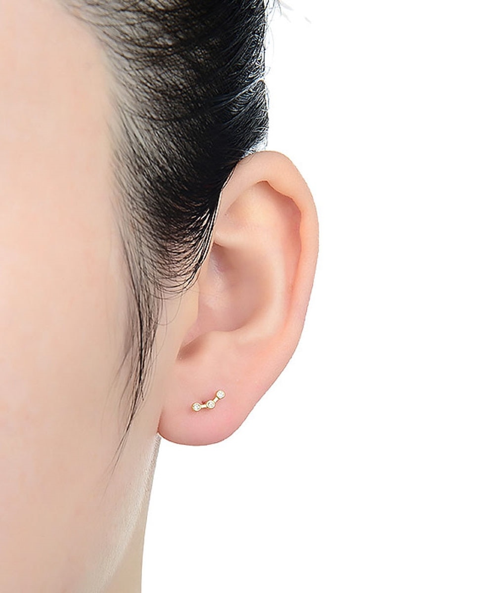 Piercing Personalizável de Prata de Lei 925 com Acabamento em Ouro de 18 Quilates e Zirconita Brilhante Ouro-2
