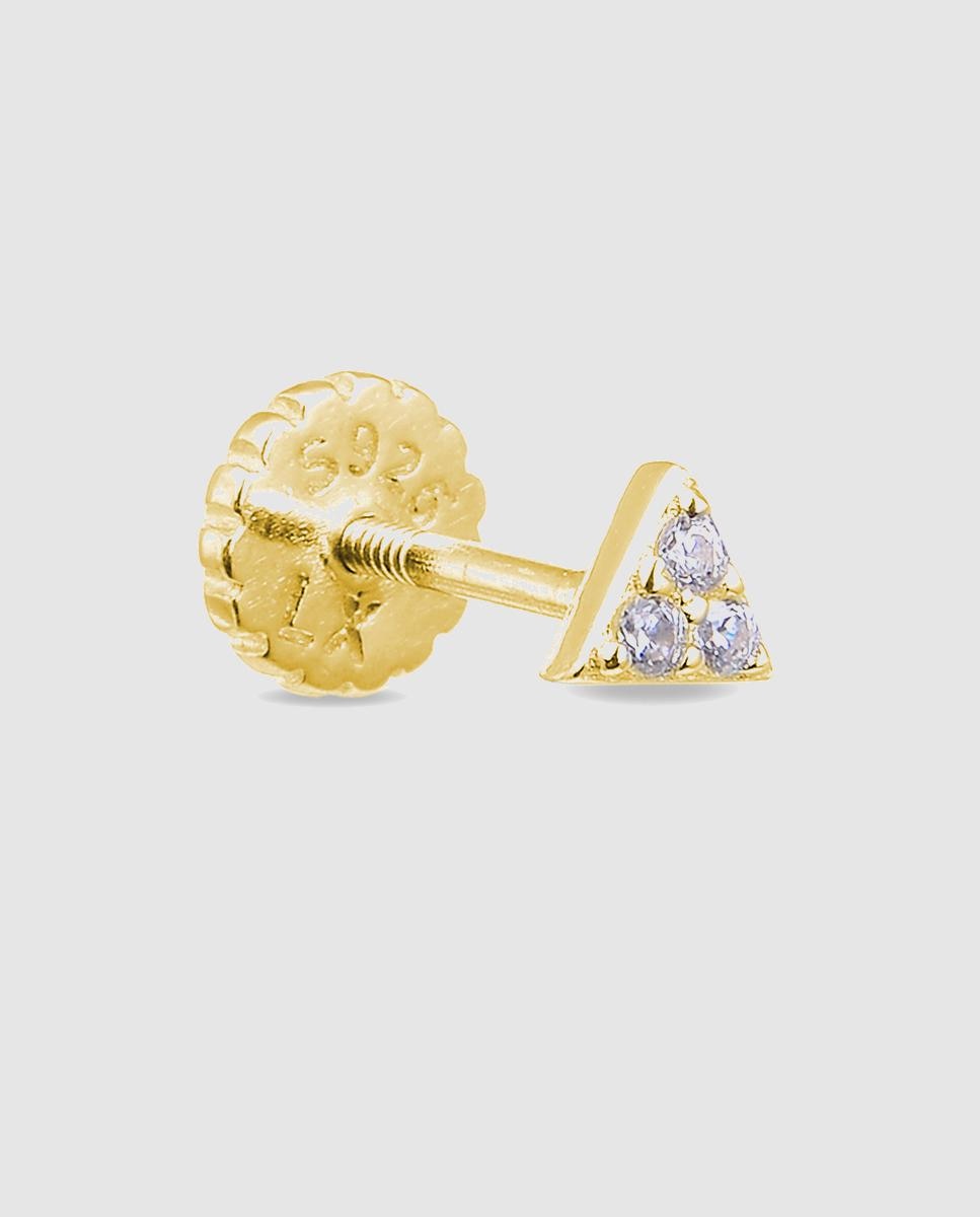 Piercing Personalizável de Prata de Lei 925 com Acabamento em Ouro de 18 Quilates e Zirconita Brilhante Ouro-1