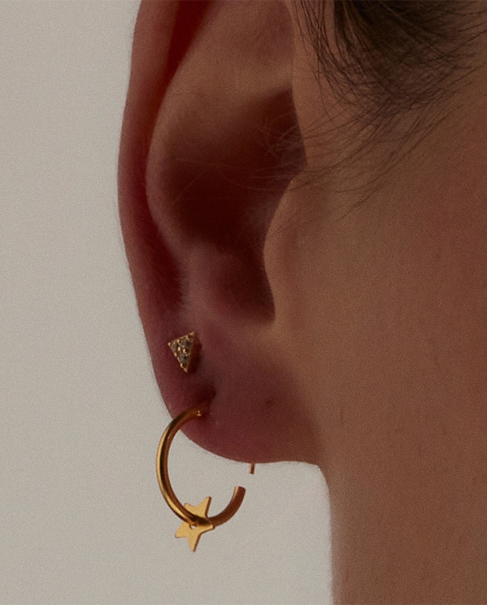 Piercing Personalizável de Prata de Lei 925 com Acabamento em Ouro de 18 Quilates e Zirconita Brilhante Ouro-4