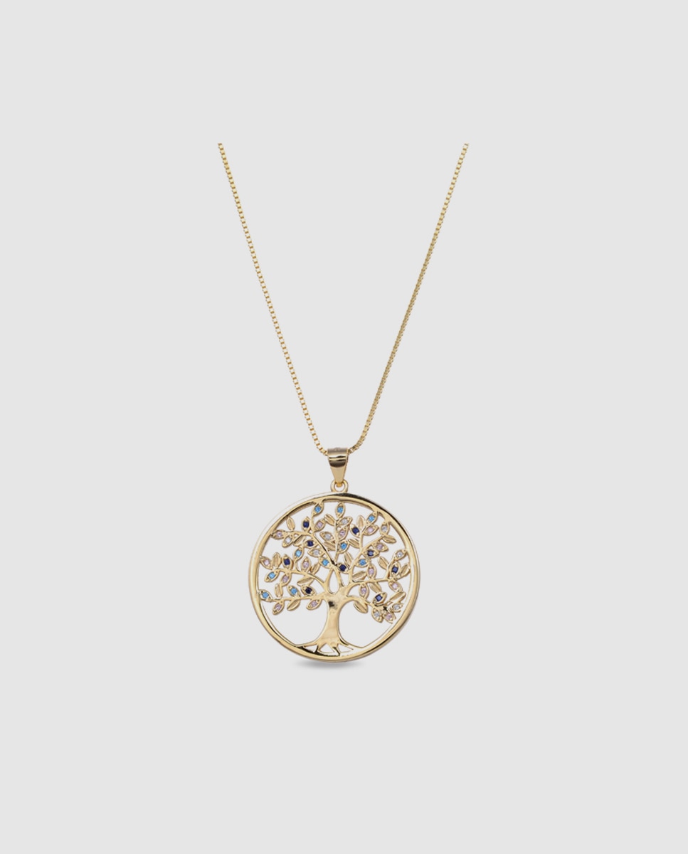 Colar Trendy de Prata de Lei 925 com Acabamento em Ouro de 18 Quilates e Zirconita Multicolor Ouro-1