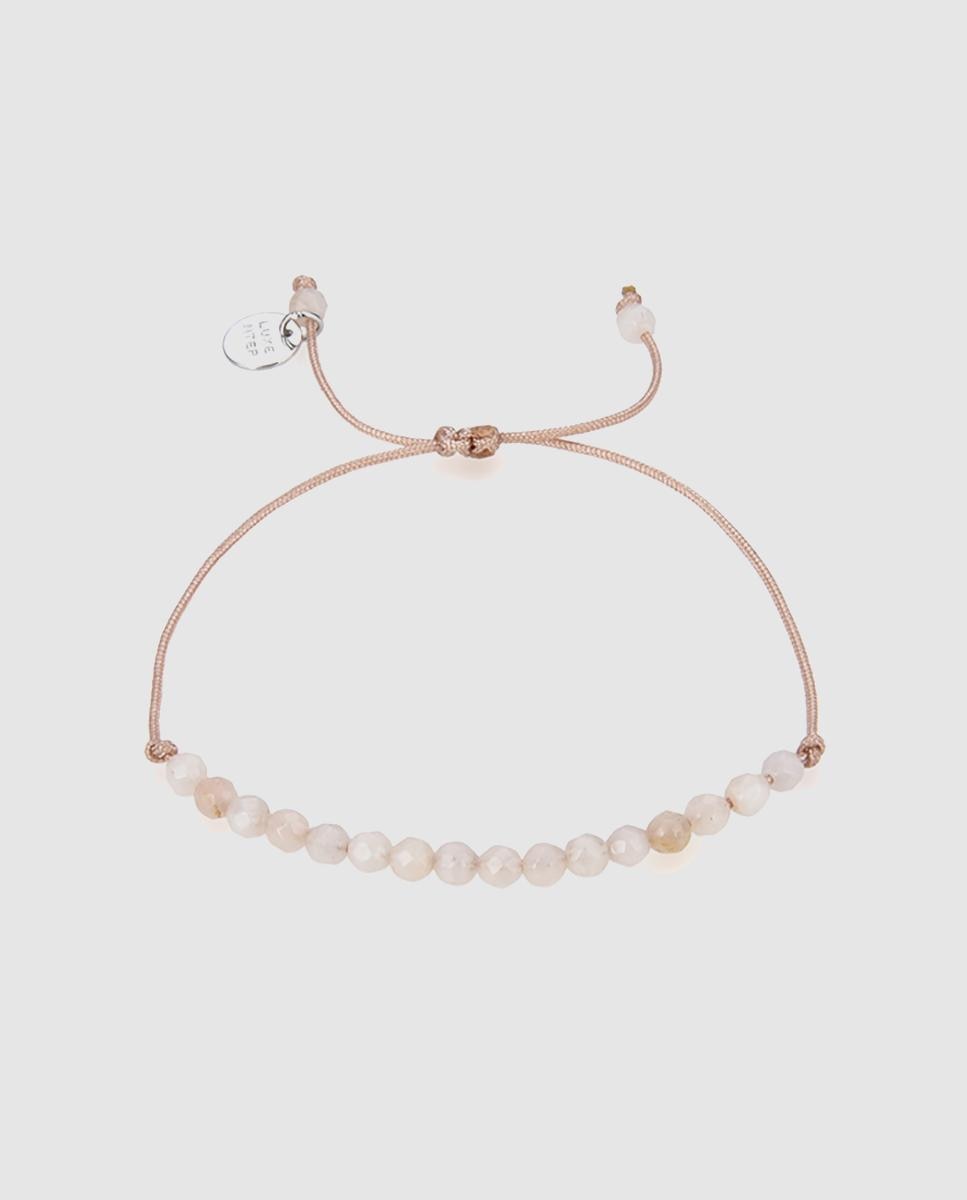 Pulseira de Cordão e Fio Personalizável Acabada em Ródio com Jade Branca Prata / Rosa-3