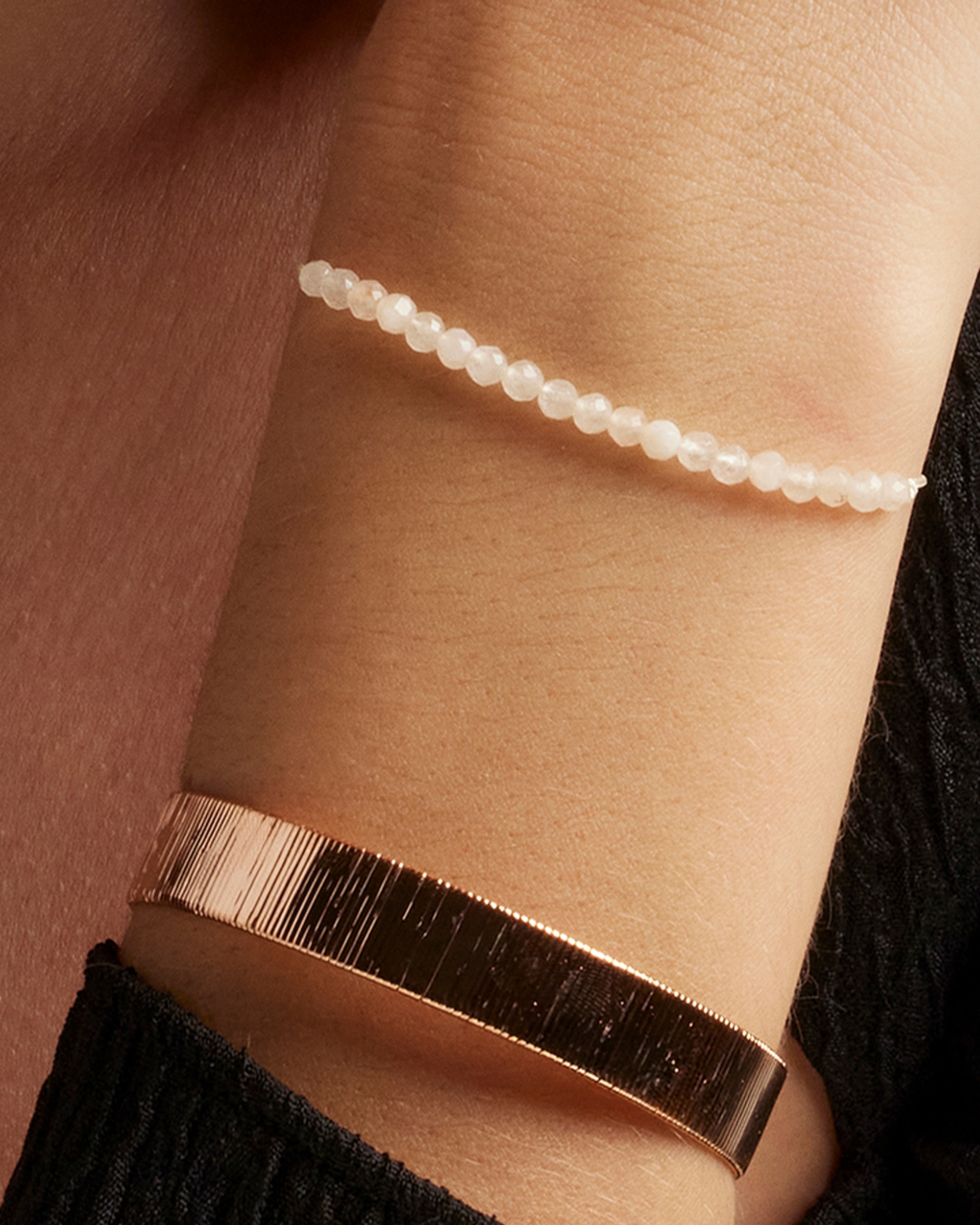 Pulseira de Cordão e Fio Personalizável Acabada em Ródio com Jade Branca Prata / Rosa-4